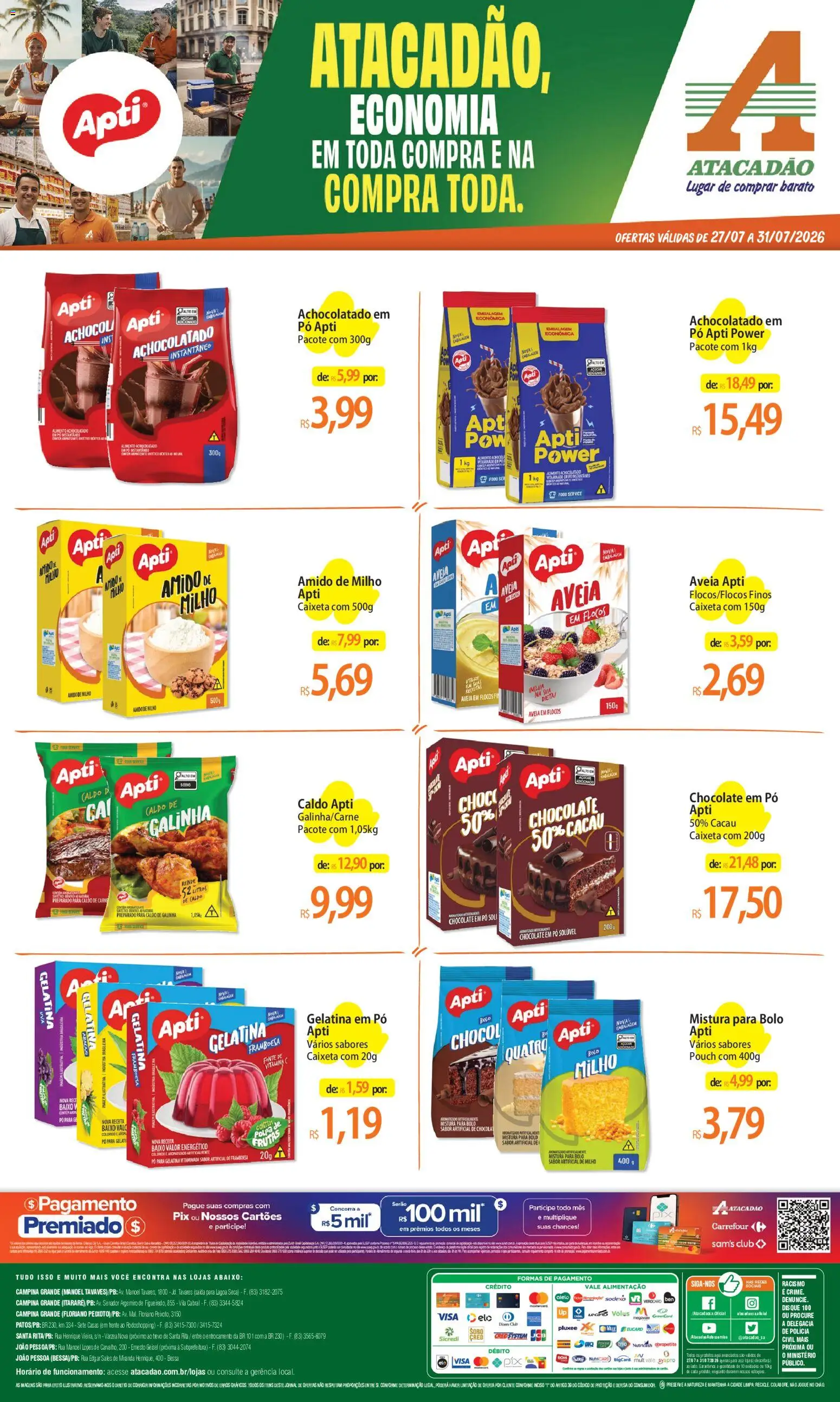 Pré-Visualização do folheto "Atacadão ofertas - PB" da loja Atacadão válido a partir de 27/07/2026 - Bolo, Chocolate, Frutas, Vitamina c, Baixo, Avelã, Achocolatado, Flocos