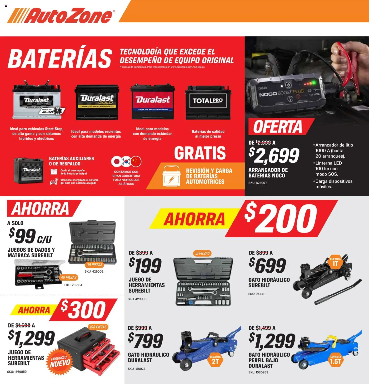 Vista previa las ofertas de la tienda AutoZone - AutoZone catálogo desde el 27/09/2026 - Juego, Herramientas, Batería, Perfil, Linterna