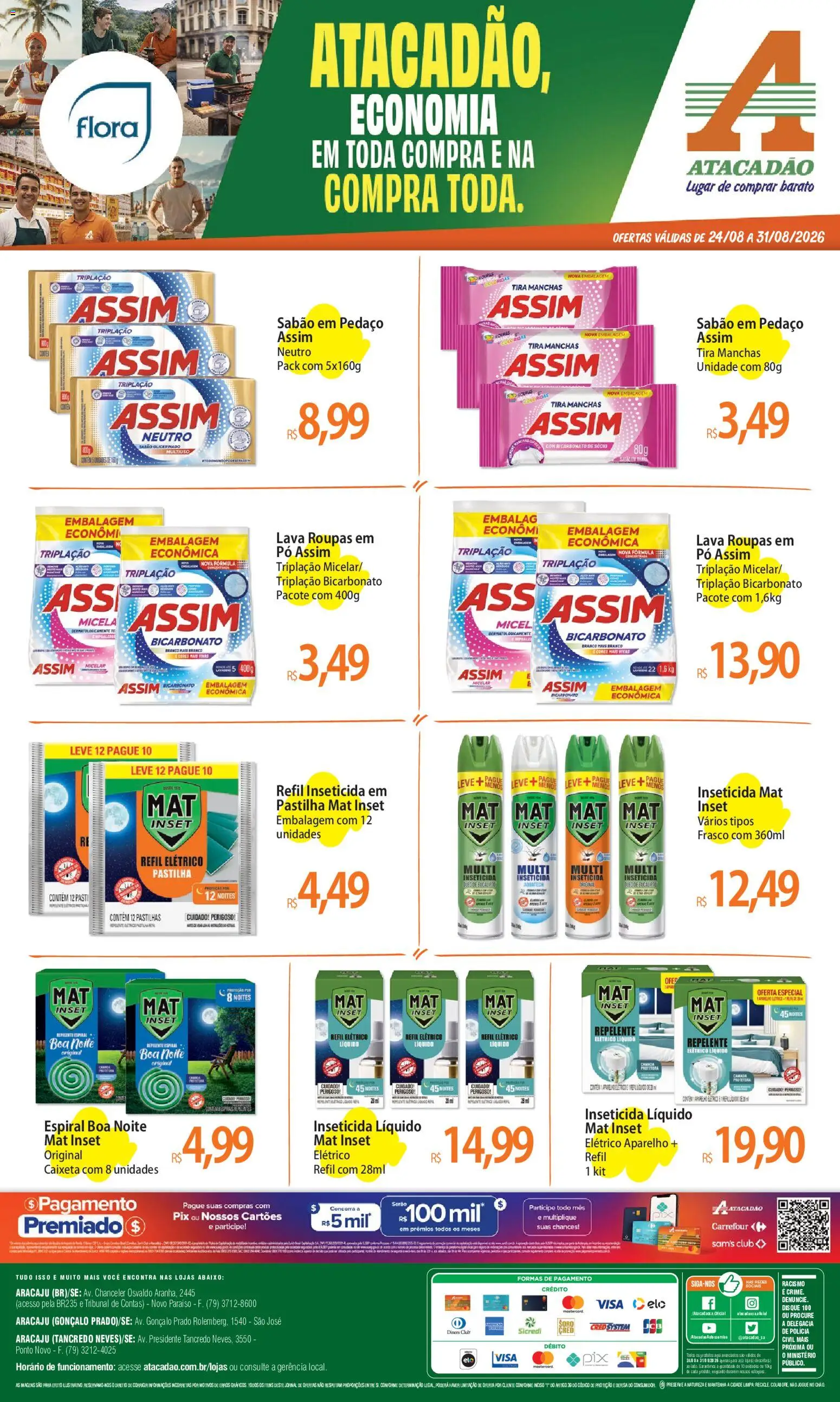 Pré-Visualização do folheto "Atacadão ofertas - SE" da loja Atacadão válido a partir de 24/08/2026 - Roupas, Chá, Bicarbonato de sódio, Repelente, Pó, Inseticida, Sabão, Tira manchas