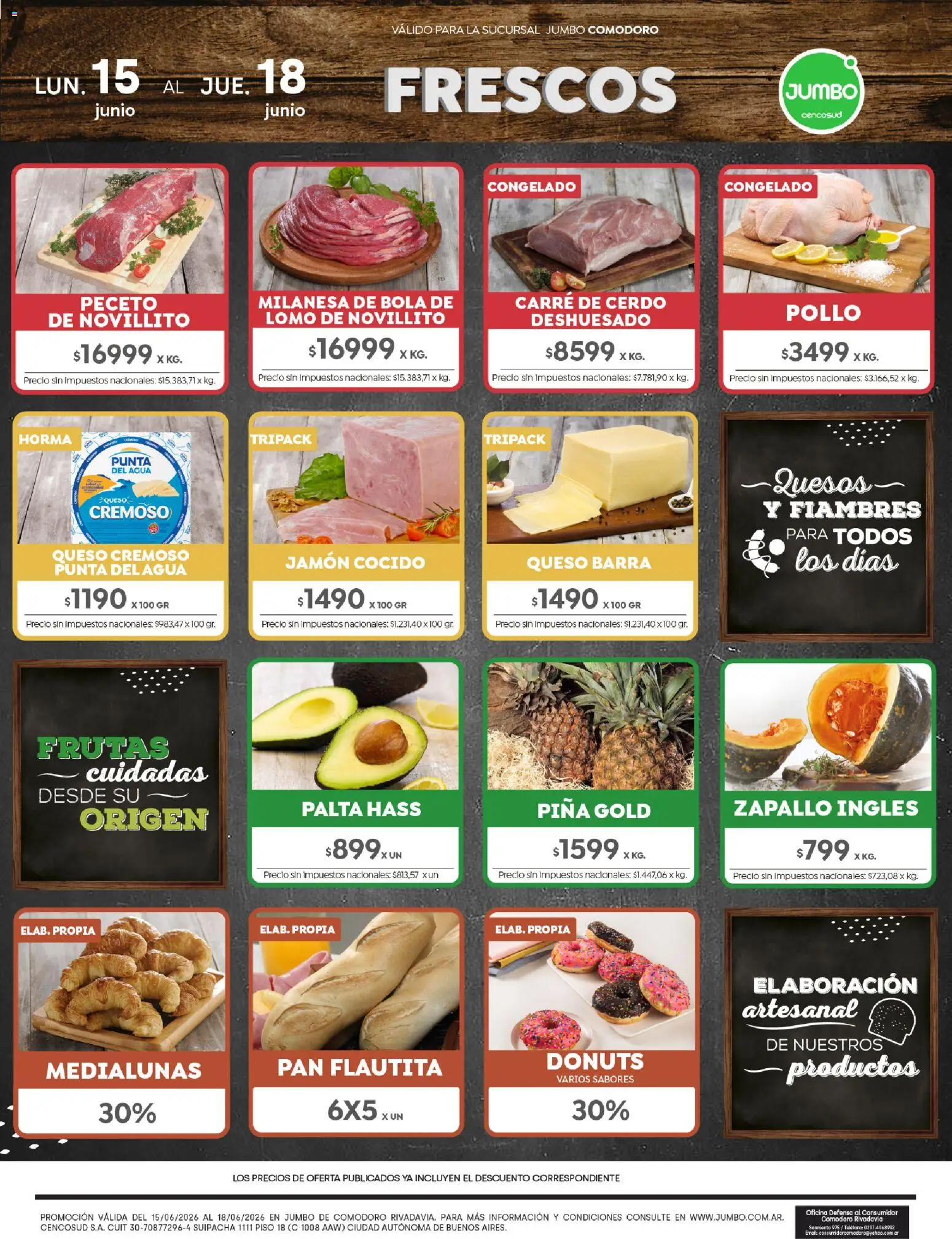 Vista previa del folleto de la tienda Jumbo válido desde el 15/06/2026 - Milanesa, Teléfono, Pollo, Zapallo, Palta, Lomo, Cerdo, Jamón cocido