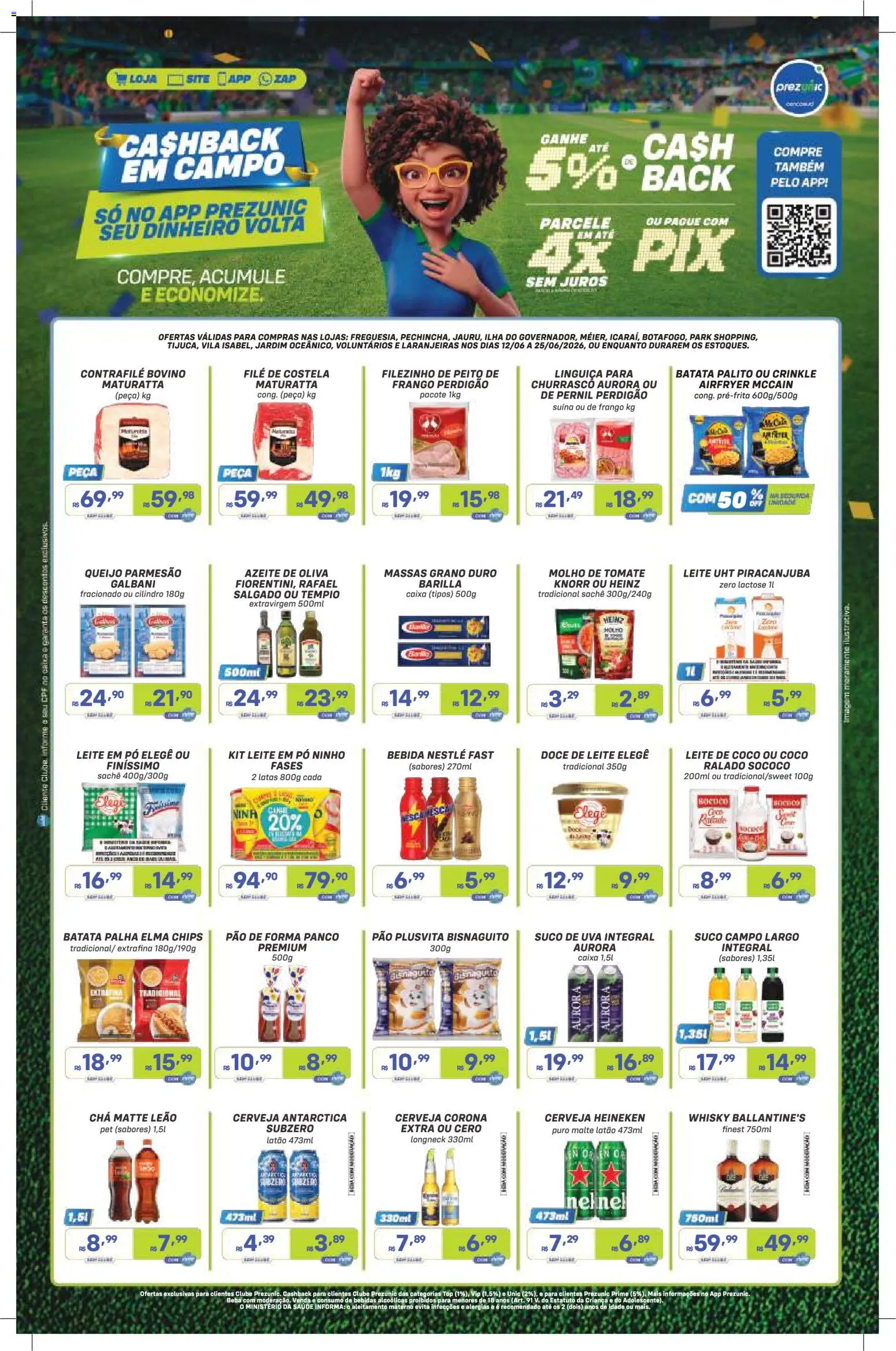 Pré-Visualização do folheto "Prezunic ofertas Copa" da loja Prezunic válido a partir de 12/06/2026 - Heineken, Batata, Azeite, Pão de forma, Molho de tomate, Leite de coco, Knorr, Ballantine’s