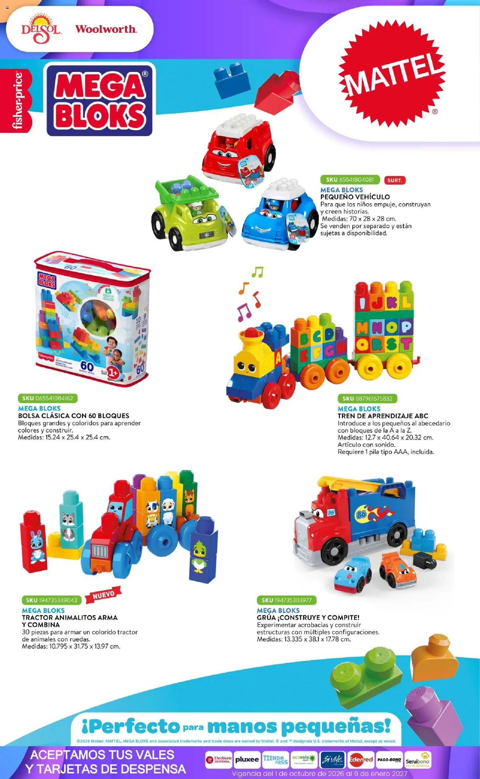 Vista previa las ofertas de la tienda Del Sol y Woolworth - Del Sol y Woolworth catálogo El Castillo del Juguete desde el 01/10/2026 - Bolsa, Tractor, Pila, Despensa