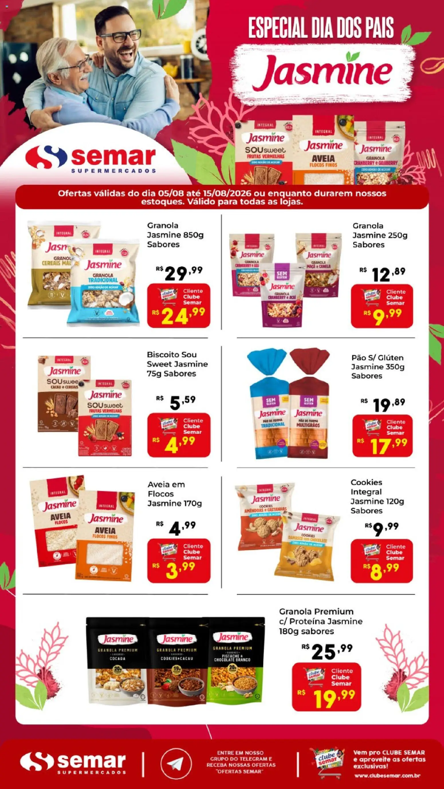 Pré-Visualização do folheto "Semar Supermercado ofertas Jasmine" da loja Semar Supermercado válido a partir de 05/08/2026