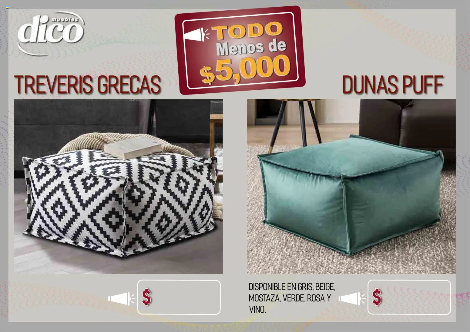 Vista previa las ofertas de la tienda Muebles Dico - Muebles Dico catálogo Todo menos de 5000 Pacifico desde el 09/04/2026 