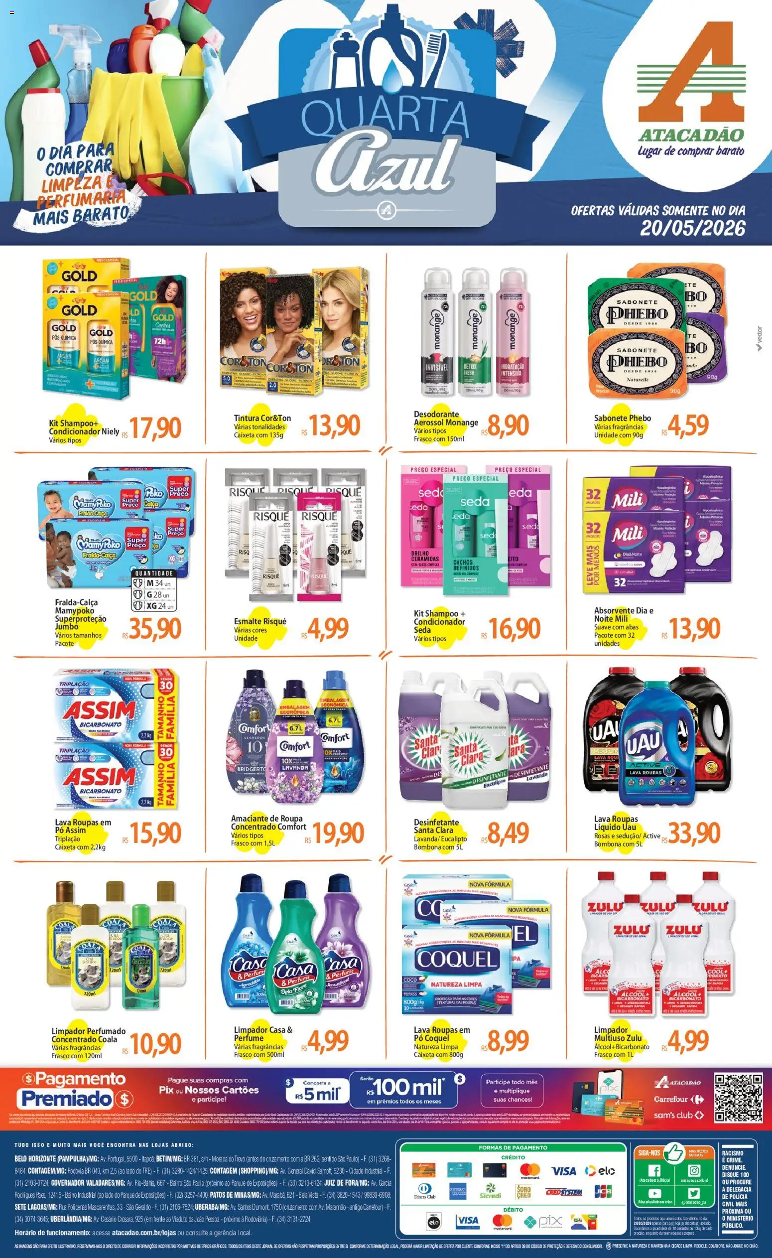 Pré-Visualização do folheto "Atacadão ofertas - MG" da loja Atacadão válido a partir de 20/05/2026 - Roupas, Absorvente, Desodorante, Calça, Álcool, Sabonete, Desinfetante, Amaciante