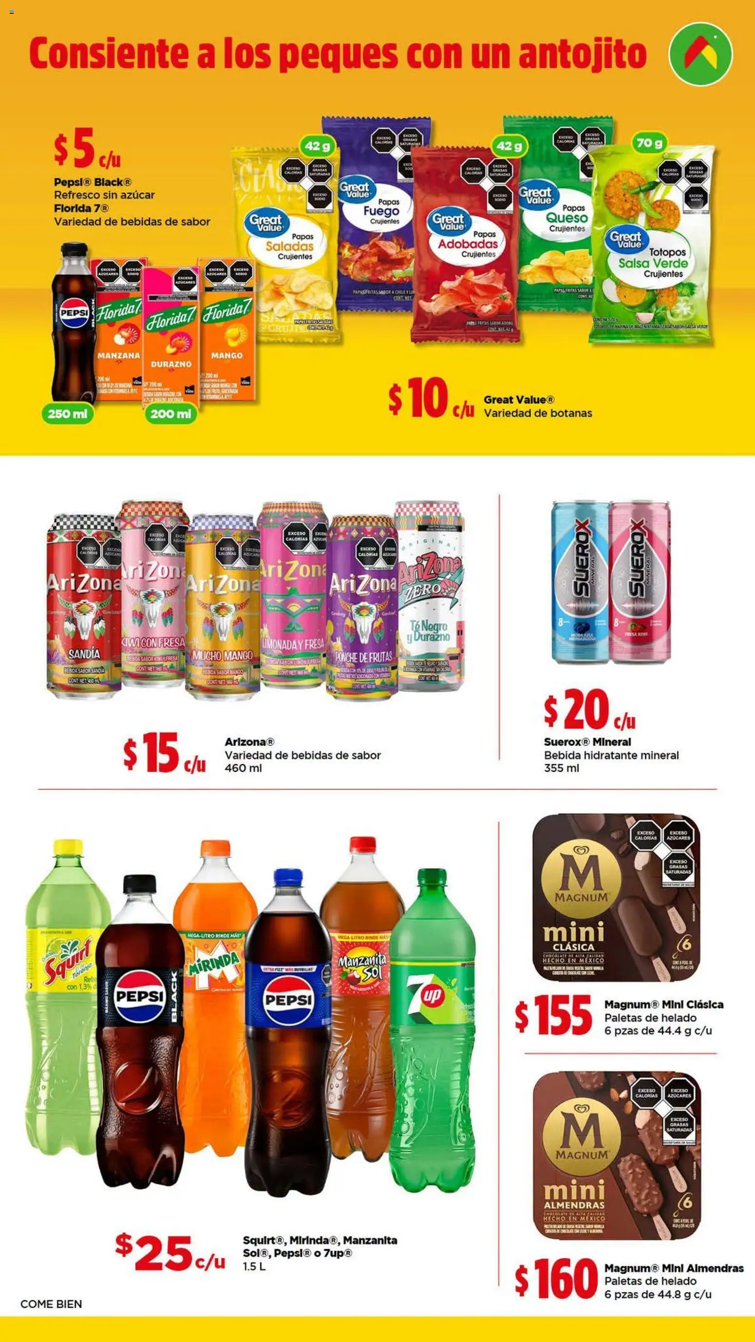 Vista previa las ofertas de la tienda Bodega Aurrerá - Bodega Aurrerá Los esenciales para tu familia con precios que no se tocan desde el 21/09/2026 - Papas, Manzana, Helado, Azúcar, Bebidas, Magnum, Papas fritas, Limonada