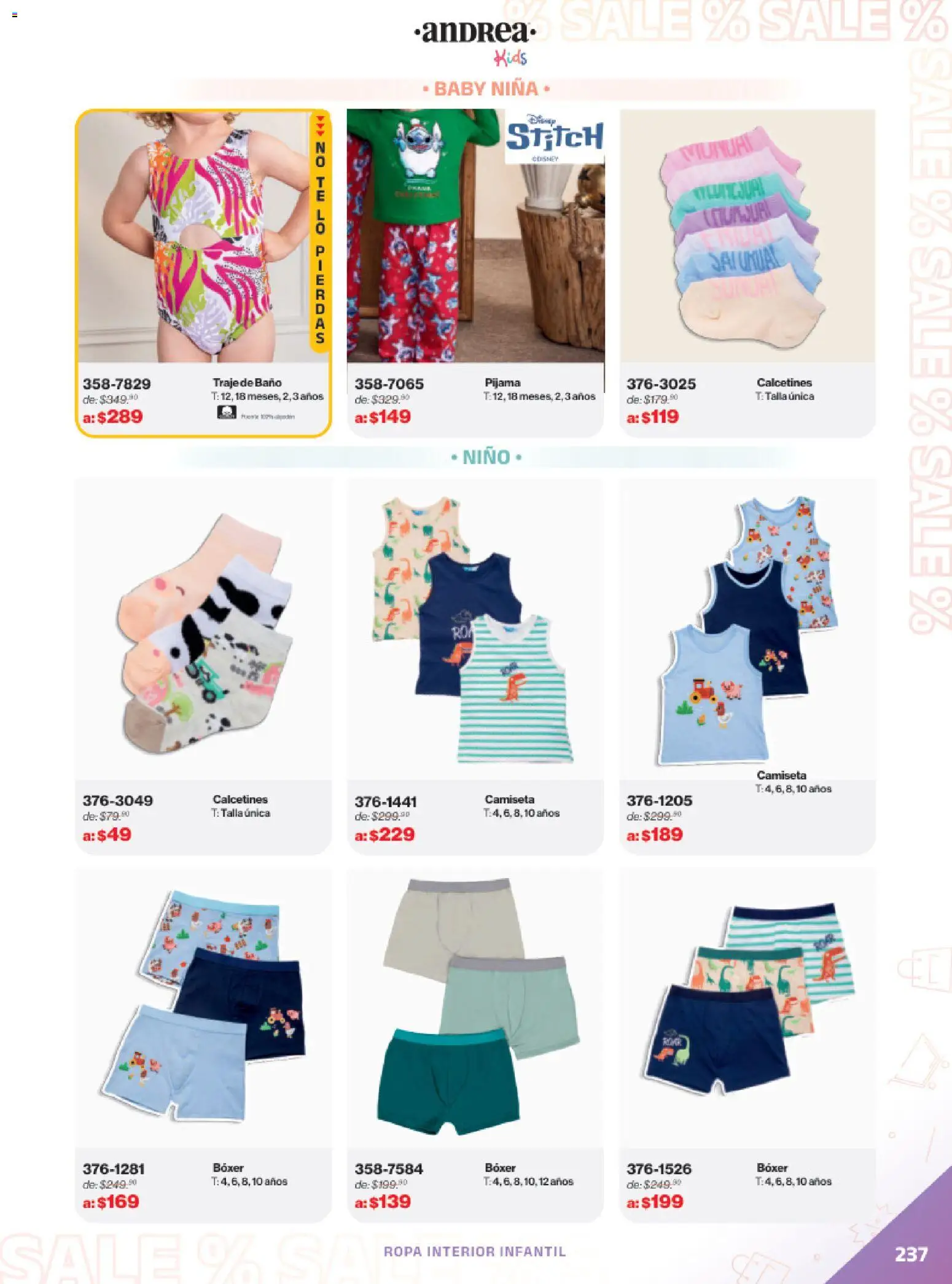 Vista previa las ofertas de la tienda Andrea - Catálogo Outlet desde el 21/12/2025 - Baño, Ropa, Traje de baño, Pijama, Traje, Camiseta, Calcetines, Ropa interior