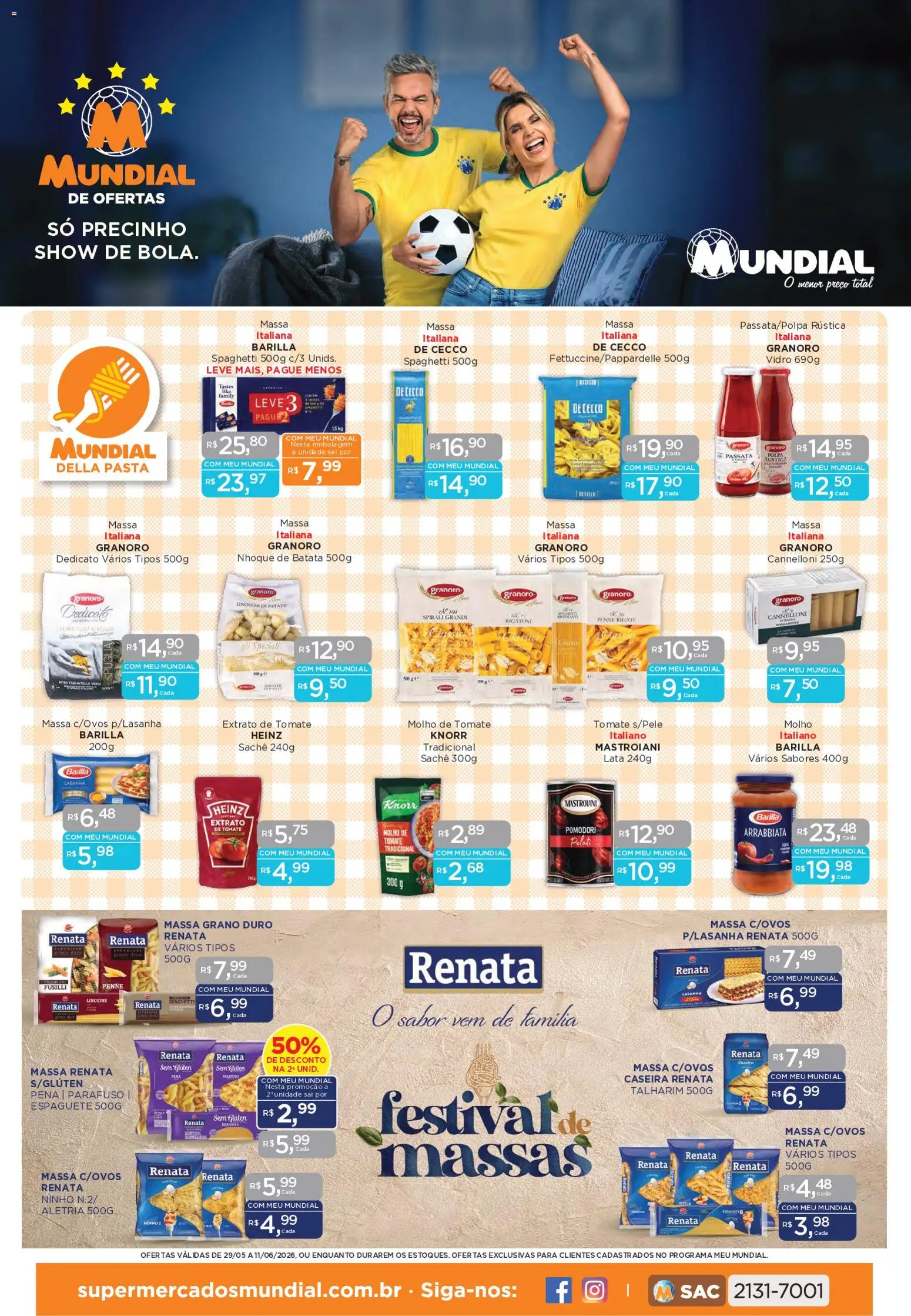 Pré-Visualização do folheto "Mundial ofertas" da loja Mundial válido a partir de 29/05/2026 - Sal, Nhoque, Tomate, Talharim, Molho de tomate, Espaguete, Barilla, Knorr