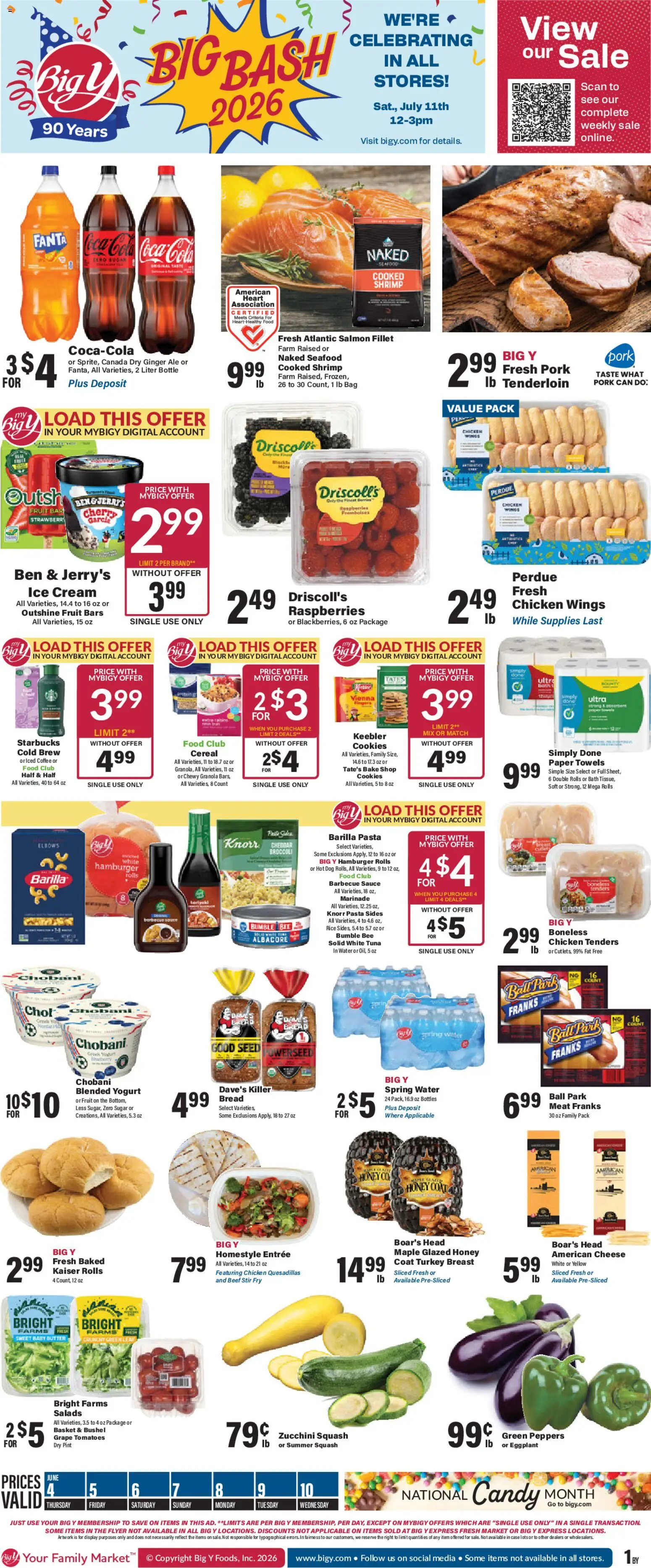 Ad Preview of Big Y Big Y Weekly Ad from 06/04/2026 - Cookies, Pasta, Zucchini, Meat, Butter, Case, Fanta, Chicken