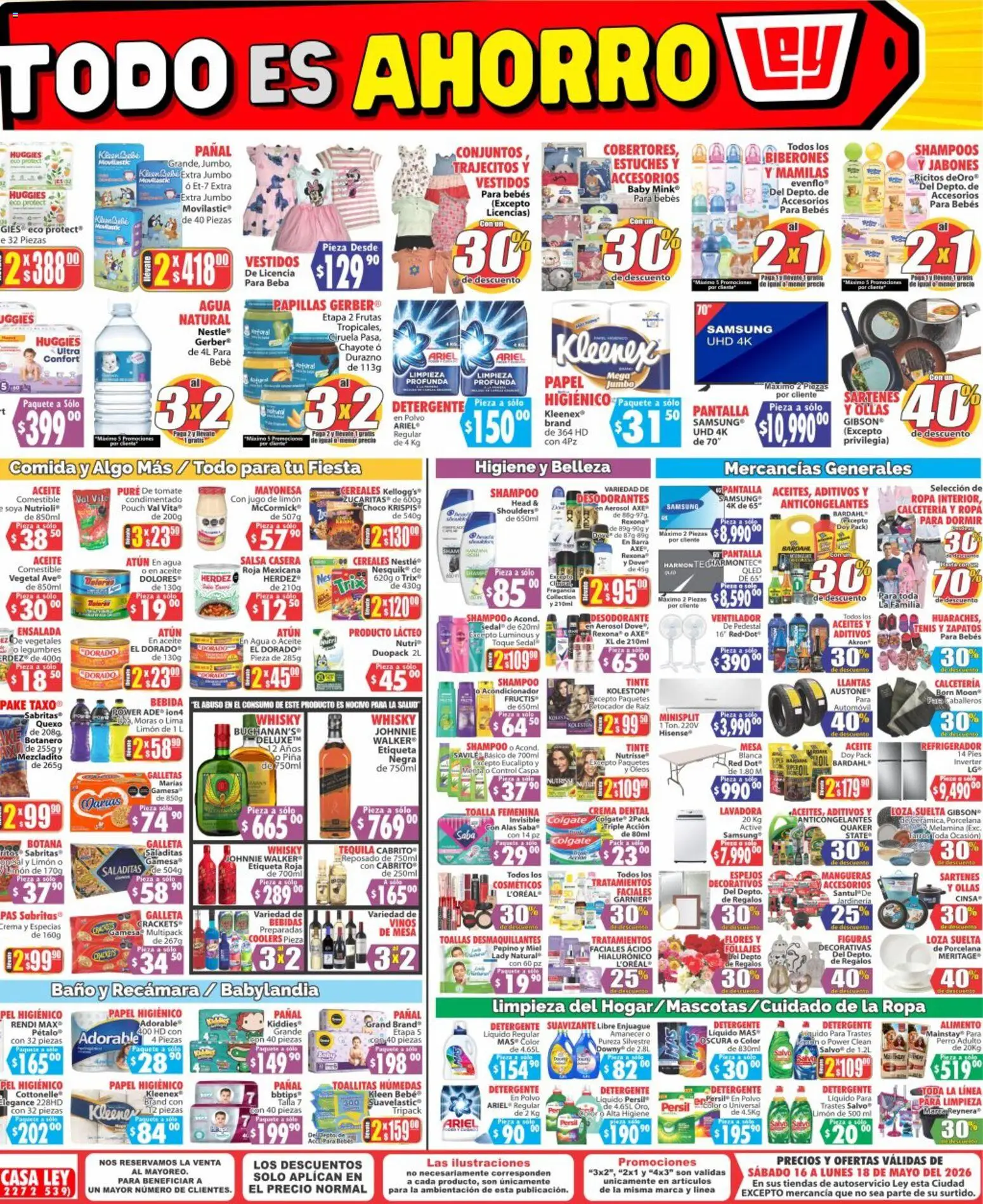 Vista previa las ofertas de la tienda Casa Ley - Casa Ley folleto Todo es ahorro La Paz, BCS desde el 16/05/2026 - Pizza, Lavadora, Ventilador, Limón, Cereales, Aceite, Fragancia, Suavizante