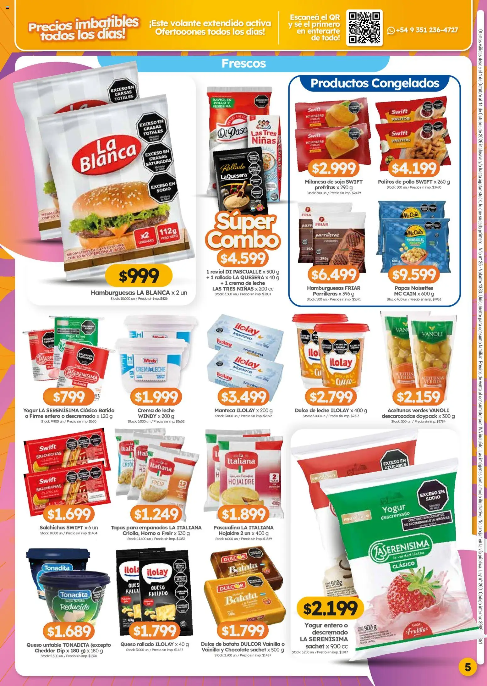 Vista previa del folleto de la tienda Cordiez válido desde el 01/10/2026 - Milanesas, Pollo, Queso, Batata, Manteca, Queso rallado, Yogur descremado, Untable