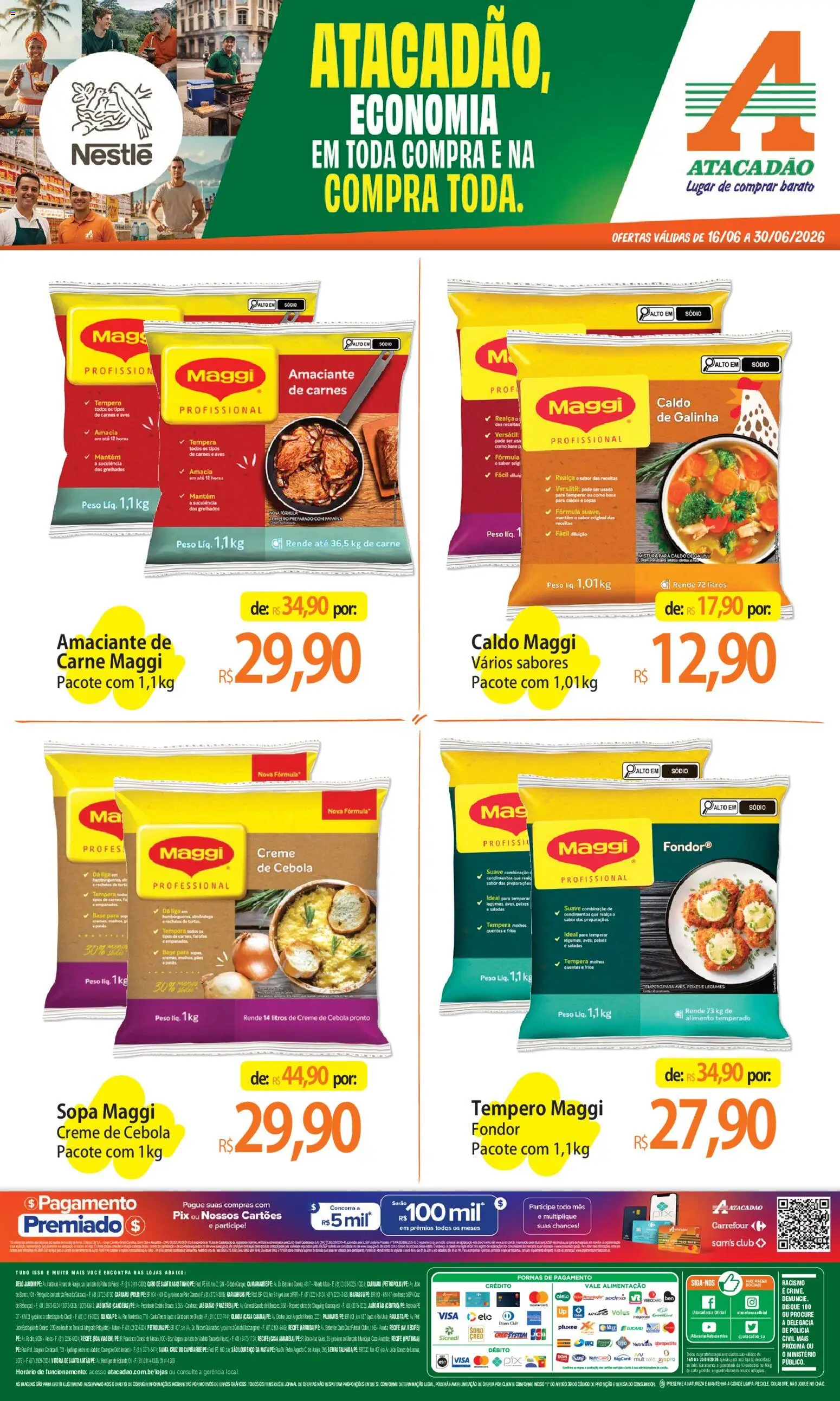 Pré-Visualização do folheto "Atacadão ofertas - PE" da loja Atacadão válido a partir de 16/06/2026 - Base, Carne, Aves, Sopas, Chá, Creme, Cará, Molhos