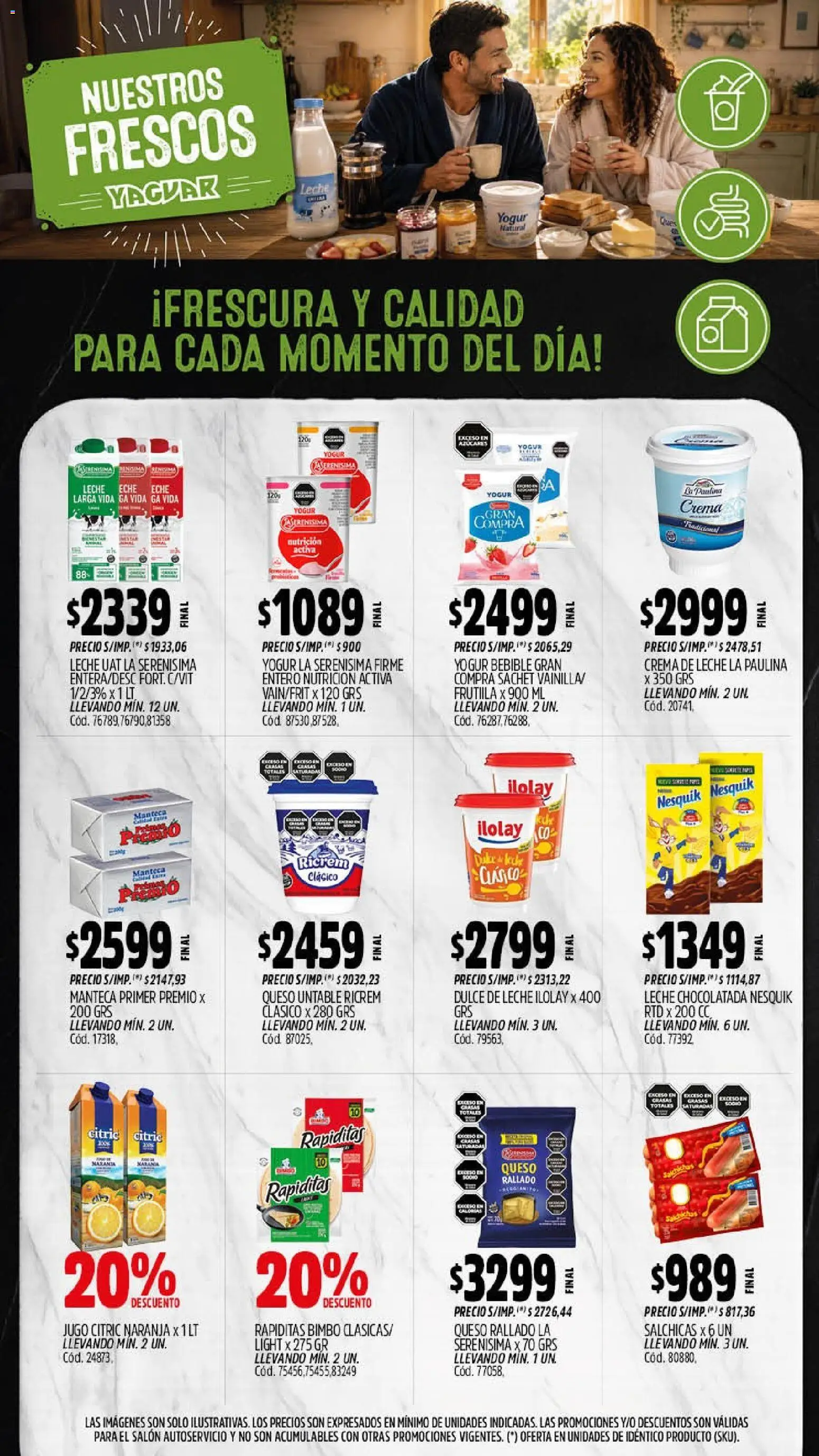 Vista previa del folleto de la tienda Yaguar válido desde el 07/09/2026 - Queso, Crema de leche, Chocolatada, Manteca, Queso rallado, Jugo, Dulce, Untable