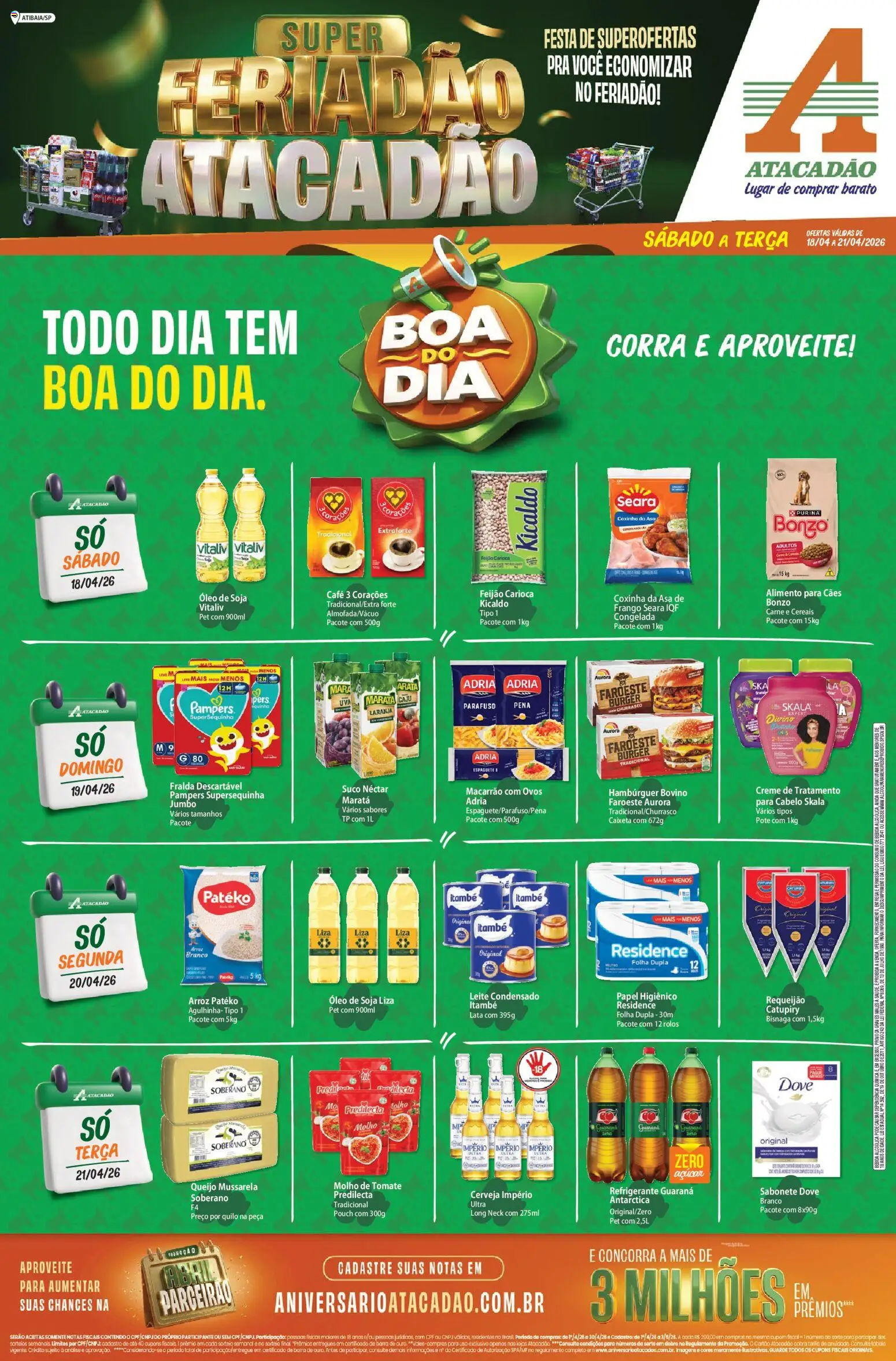 Pré-Visualização do folheto "Atacadão ofertas - SP" da loja Atacadão válido a partir de 18/04/2026 - Café, Pá, Arroz, Feijão, Queijo, Suco, Pampers, Cereais