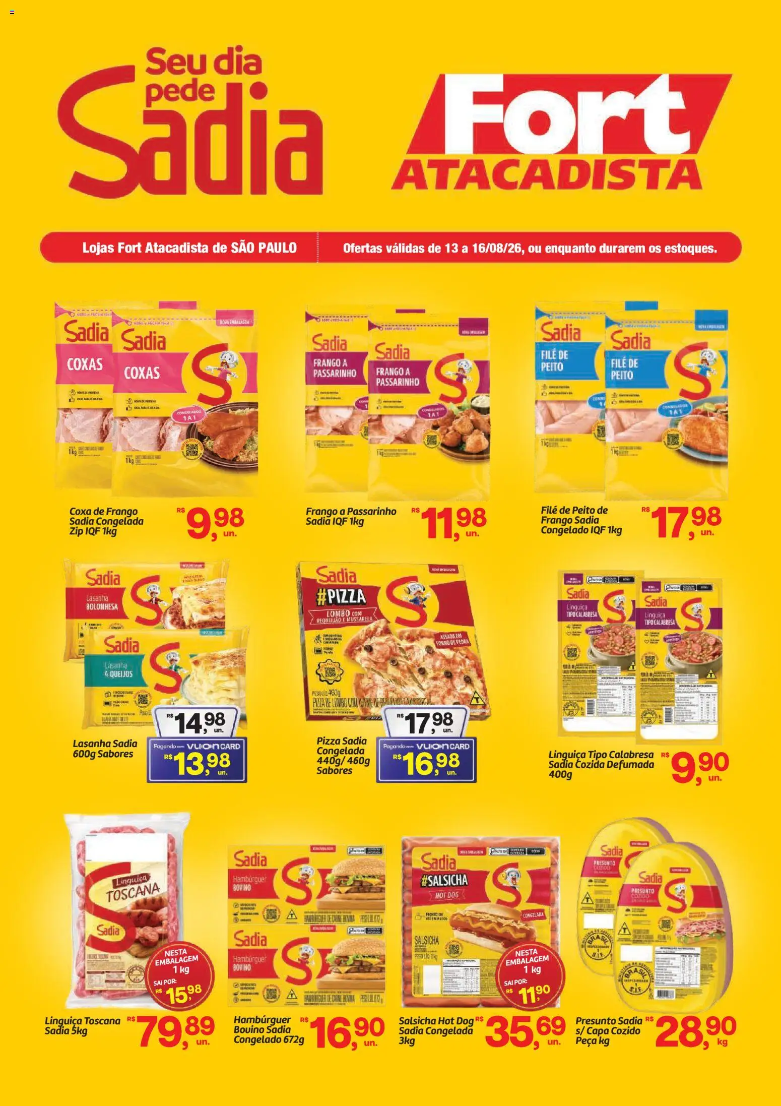 Pré-Visualização do folheto "Fort Atacadista ofertas BRF" da loja Fort Atacadista válido a partir de 13/08/2026 - Hambúrguer, Lasanha, Salsicha, Frango, Forno, Requeijão, Linguiça, Coxa de frango