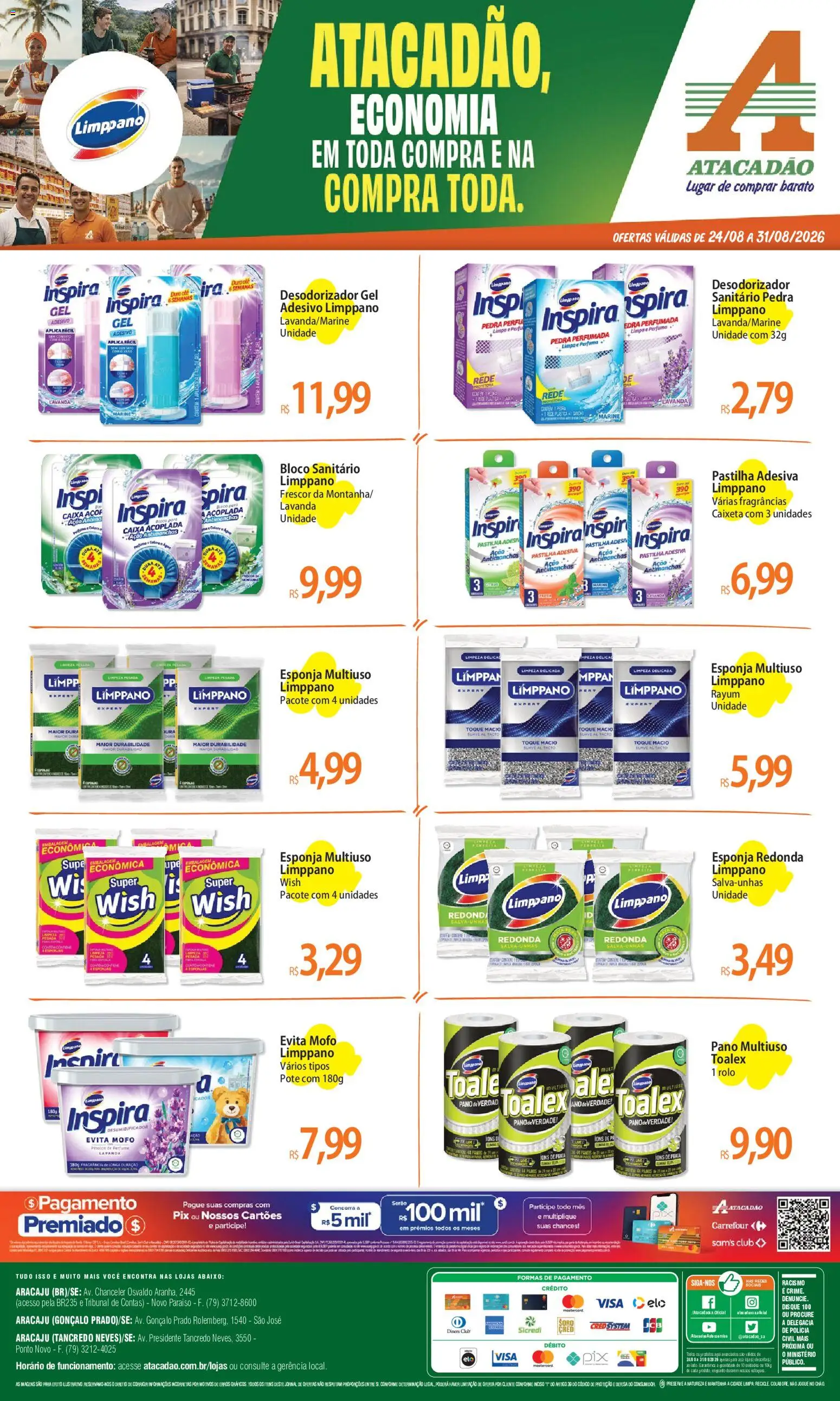 Pré-Visualização do folheto "Atacadão ofertas - SE" da loja Atacadão válido a partir de 24/08/2026 - Caixa, Perfume, Chá, Esponja, Rolo, Bloco sanitário