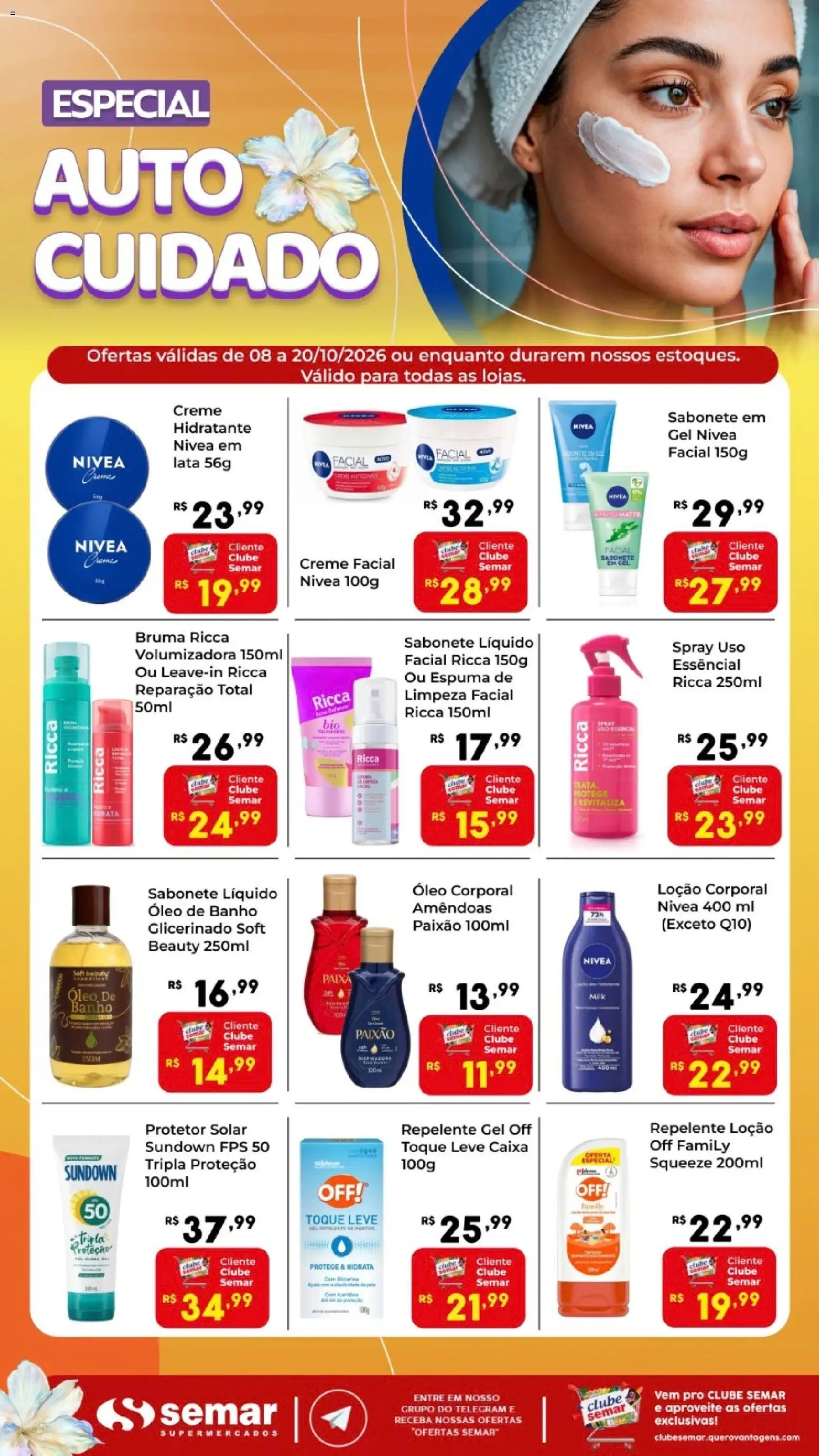 Pré-Visualização do folheto "Semar Supermercado ofertas Cuidado" da loja Semar Supermercado válido a partir de 08/10/2026