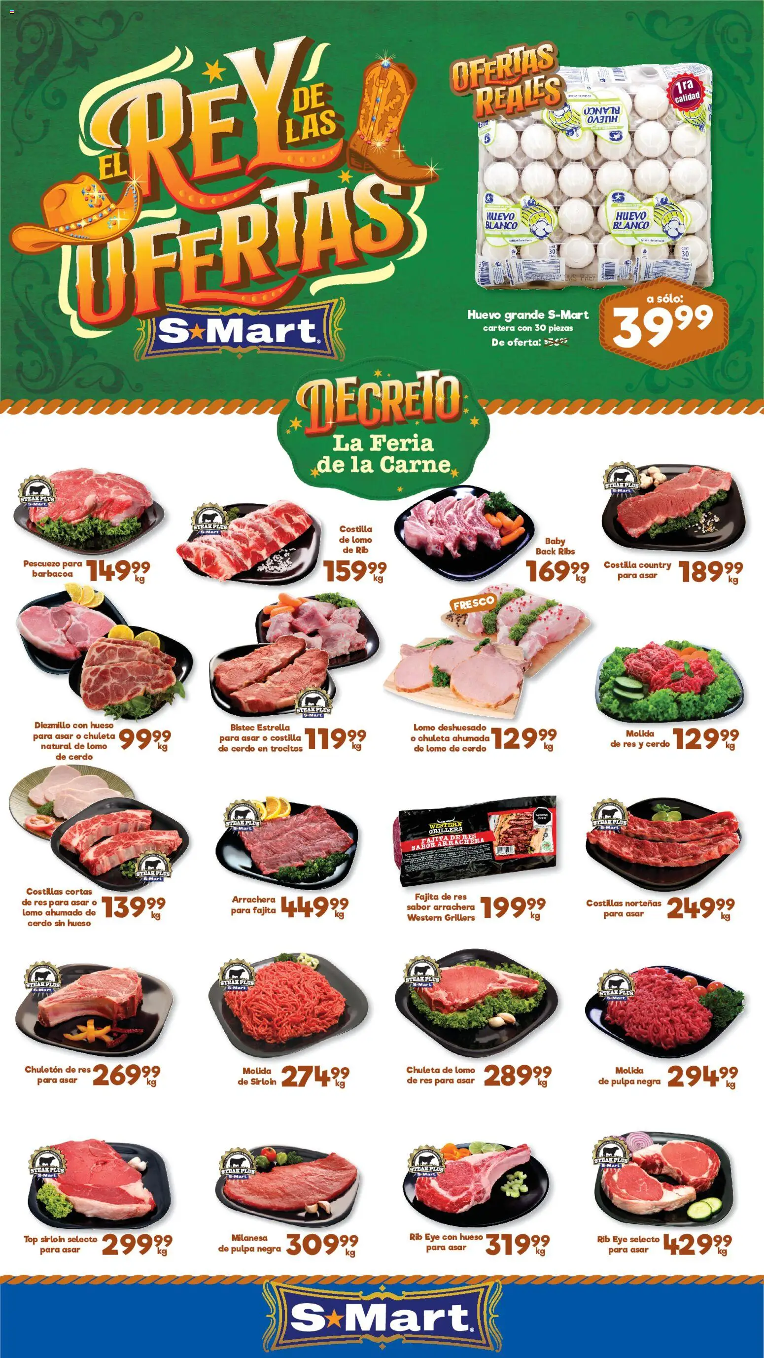 Vista previa las ofertas de la tienda S-Mart - S-Mart folleto Ofertas de feria Juárez desde el 12/06/2026 - Short, Huevo, Top, Bistec, Chuleta ahumada, Chuleta, Steak, Lomo ahumado
