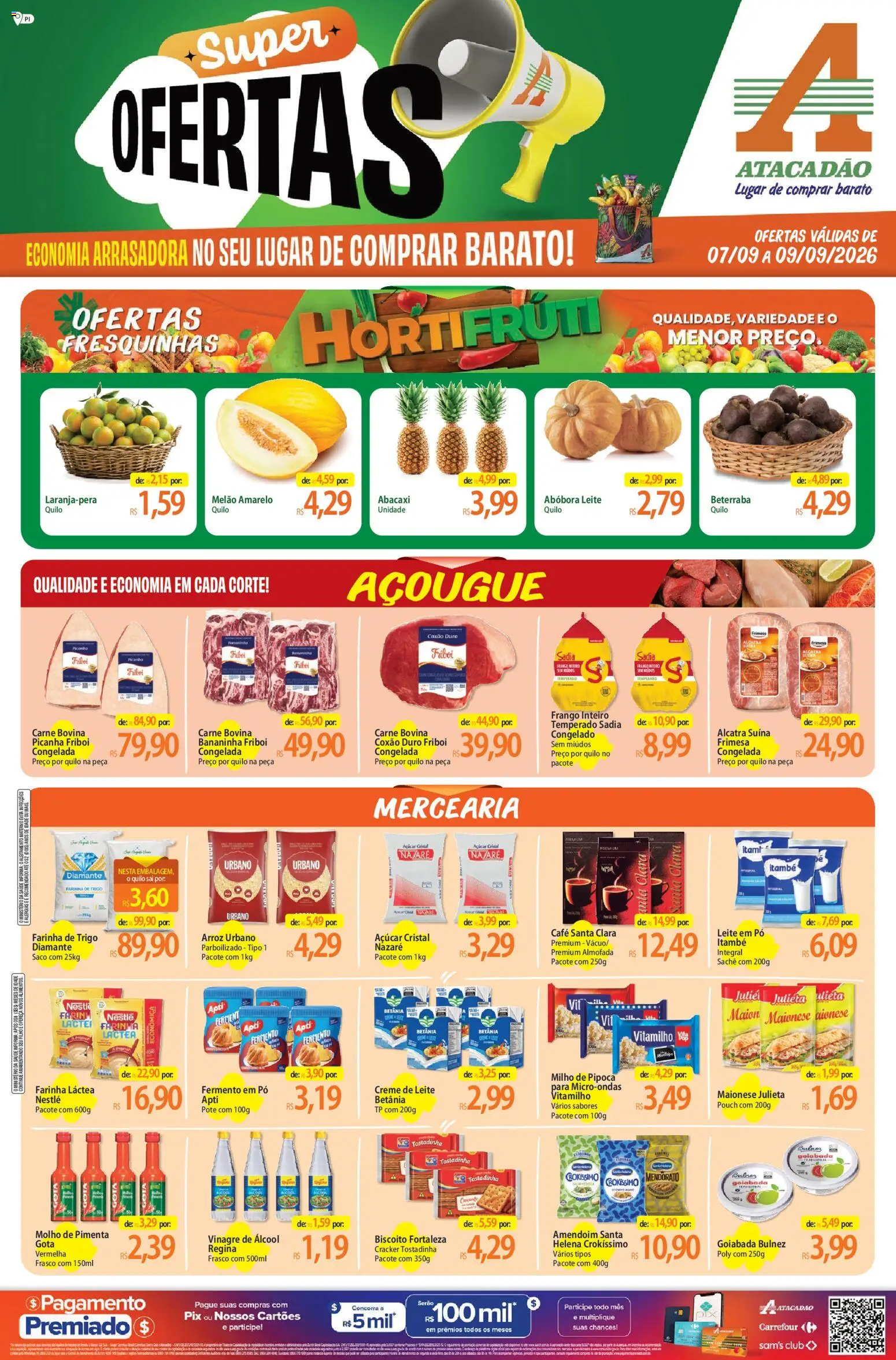 Pré-Visualização do folheto "Atacadão ofertas - PI" da loja Atacadão válido a partir de 07/09/2026 - Amendoim, Biscoito, Beterraba, Açúcar, Maionese, Creme, Alcatra, Frango inteiro
