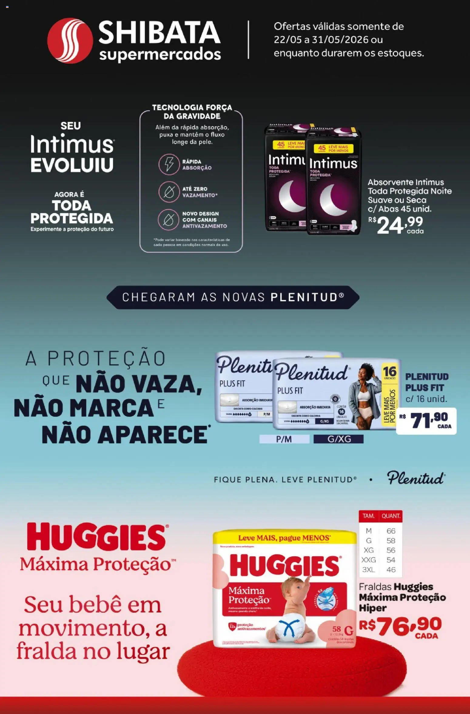 Pré-Visualização do folheto "Shibata ofertas Kimberly" da loja Shibata válido a partir de 22/05/2026 - Fraldas, Absorvente