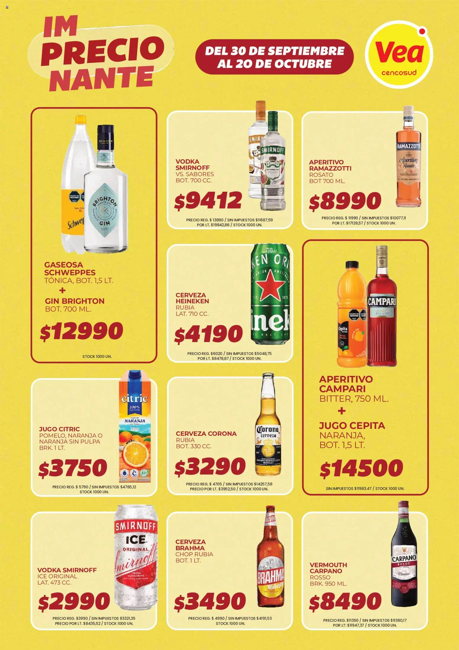 Vista previa del folleto de la tienda Vea válido desde el 30/09/2026 - Cerveza, Vodka, Gin, Campari, Cerveza Corona, Gaseosa, Jugo, Cerveza Heineken
