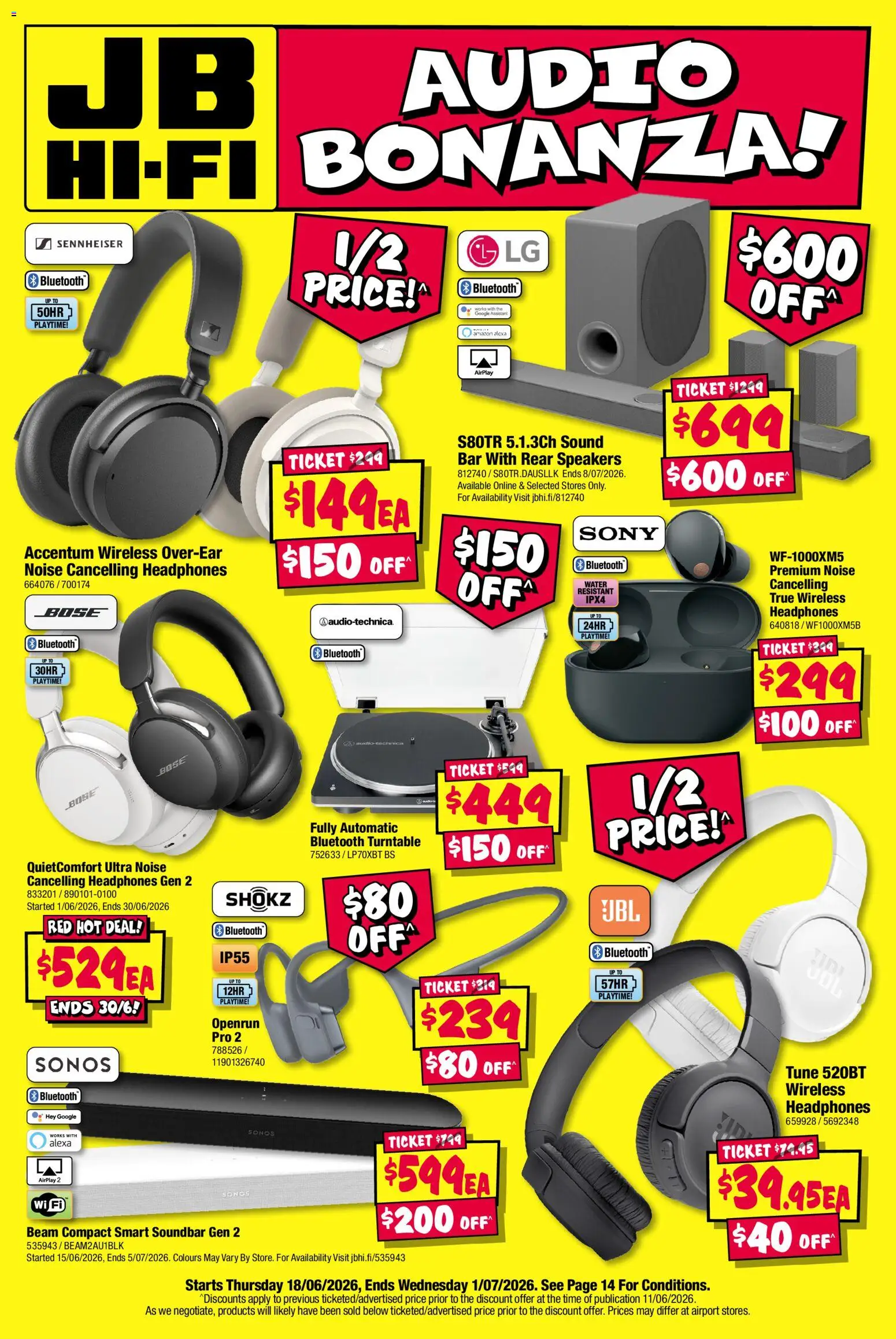 Preview of catalogue JB Hi-Fi Audio bonanza from shop JB Hi-Fi valid 18/06/2026