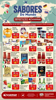 Pré-Visualização do folheto "Semar Supermercado ofertas Sabores do Mundo" da loja Semar Supermercado válido a partir de 19/09/2026