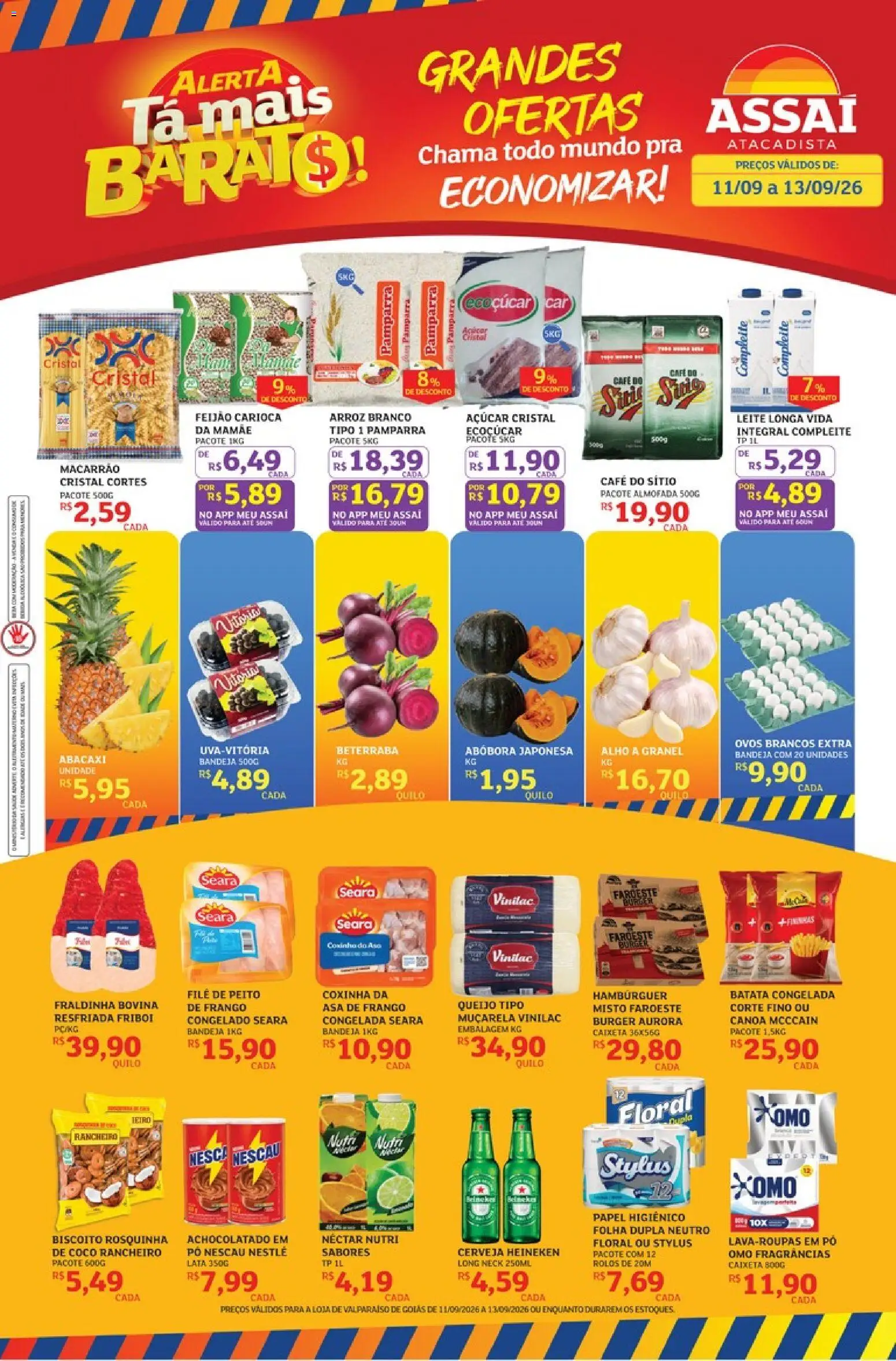 Pré-Visualização do folheto "Assaí Atacadista ofertas - GO" da loja Assaí Atacadista válido a partir de 11/09/2026 - Café, Ovos, Feijão, Biscoito, Nescau, Pó, Alho, Açúcar cristal