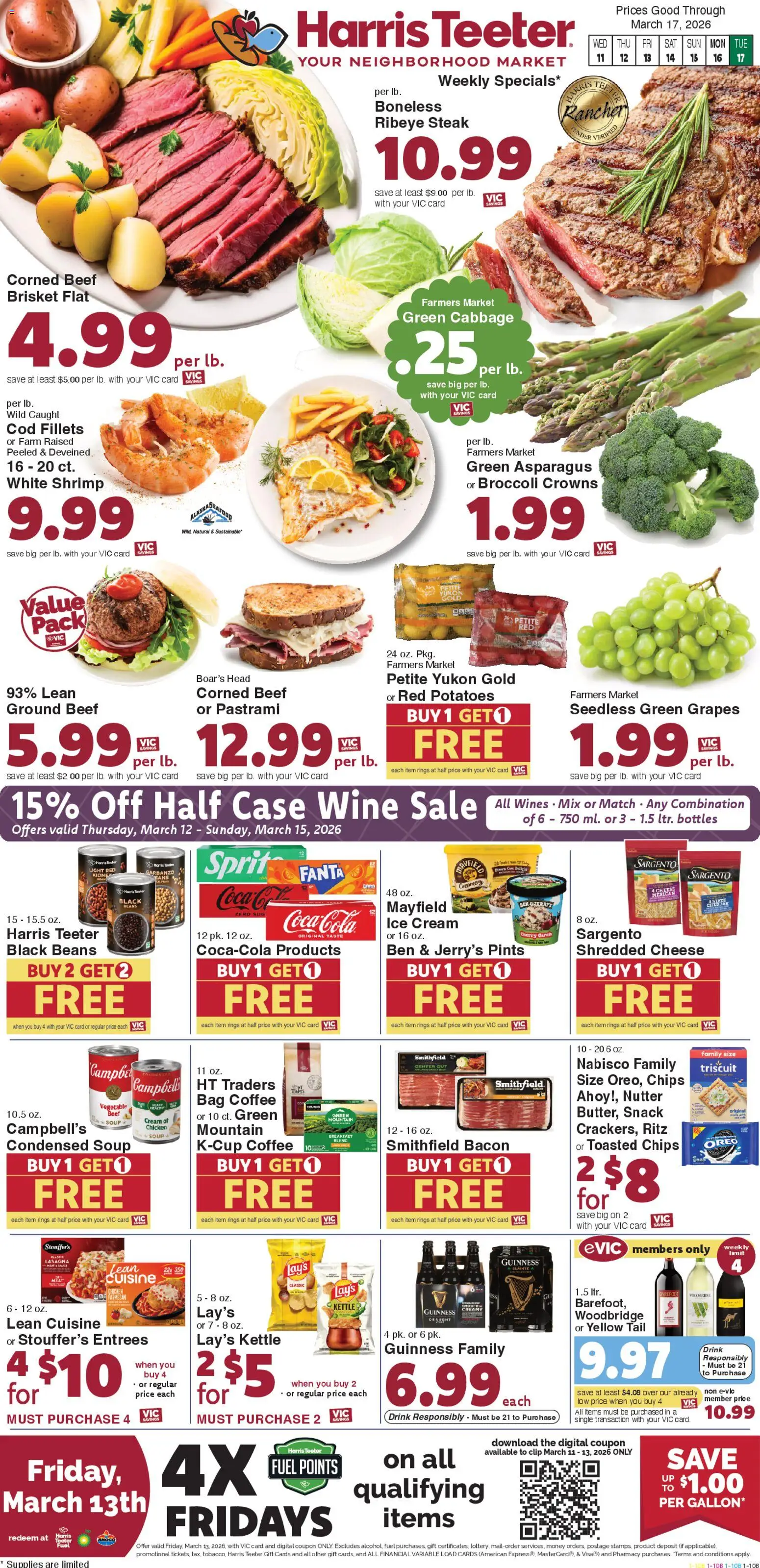 Ad Preview of Harris Teeter Harris Teeter Weekly Ad - NC from 03/11/2026 - Coffee, Chips, Broccoli, Cheese, Asparagus, Cabbage, Clip, Kettle