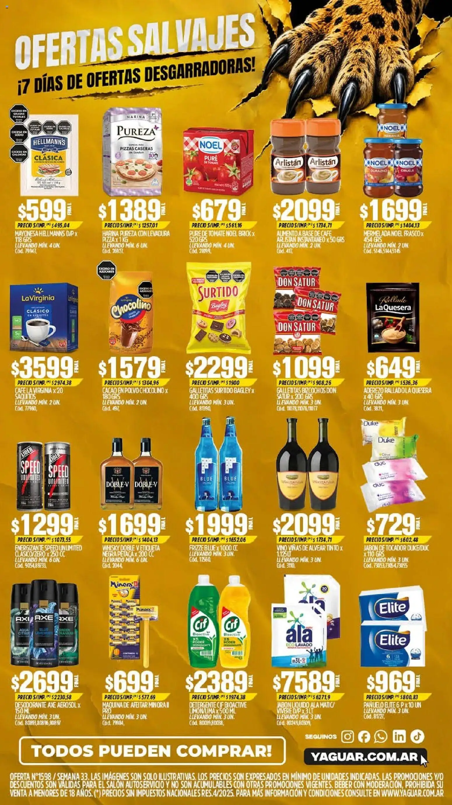 Vista previa del folleto de la tienda Yaguar válido desde el 10/08/2026 - Café, Tomate, Durazno, Jabón, Cacao, Bizcochos, Pure de Tomate, Puré