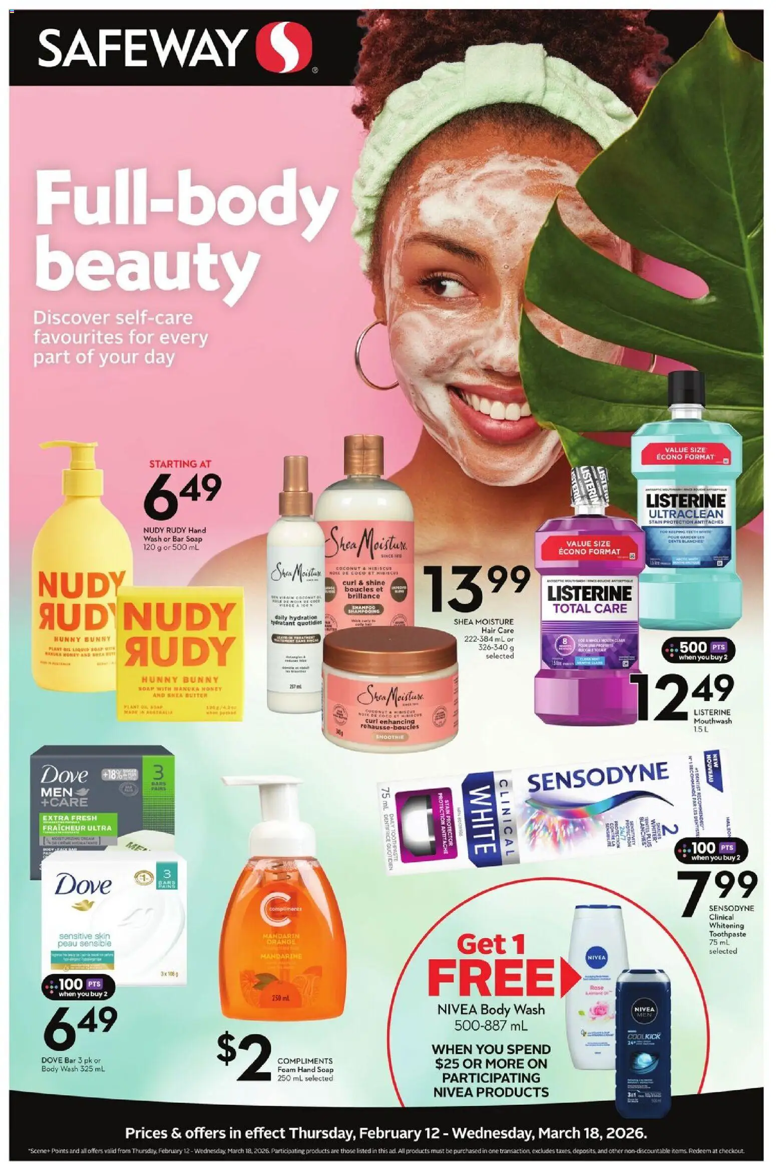 Preview of leaflet Health & Beauty Flyer from shop Safeway is valid from Feb 12, 2026 - Smoothie, Honey, Oil, Mouthwash, Shampoo, Foam, Toothpaste, Shea butter