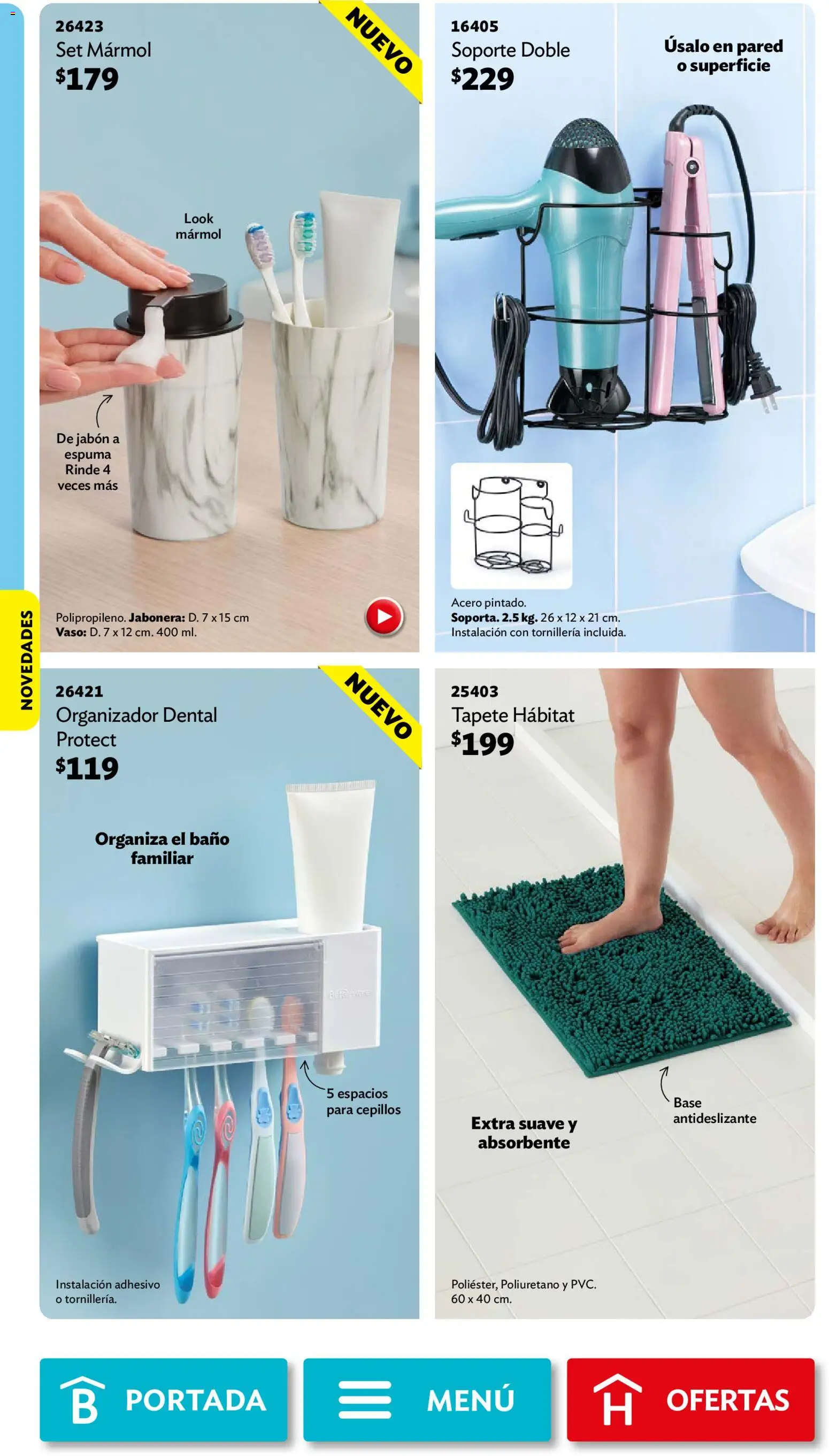 Vista previa las ofertas de la tienda Betterware - Betterware campaña 10 2026 desde el 28/09/2026 - Baño, Jabón, Organizador, Tapete, Espuma, Jabonera