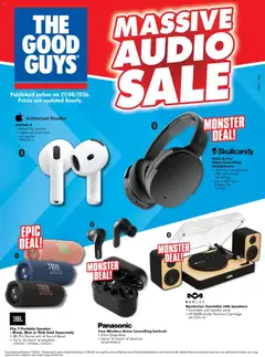 Preview of catalogue The Good Guys catalogue Massive audio Sale from shop The Good Guys valid 27/08/2026