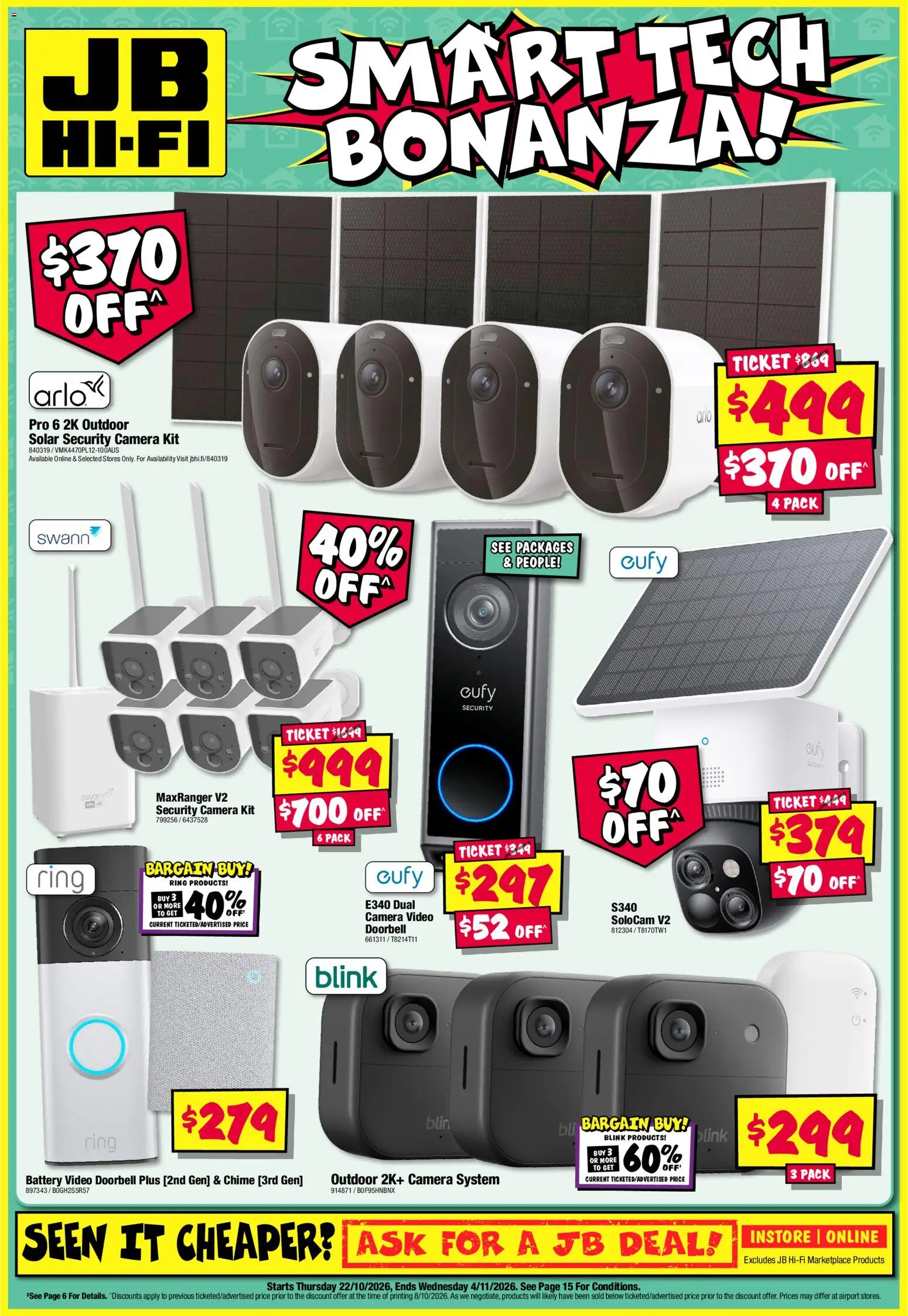 Preview of catalogue JB Hi-Fi catalogue Smart Tech Bonanza from shop JB Hi-Fi valid 22/10/2026