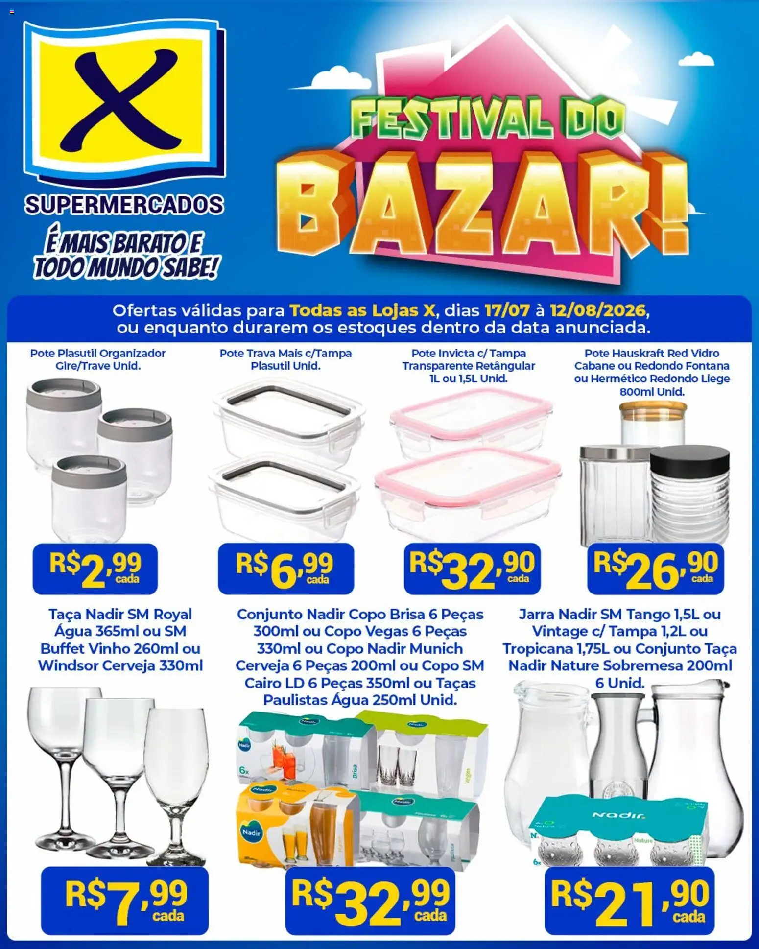 Pré-Visualização do folheto "X Supermercados ofertas Festival do Bazar" da loja X Supermercados válido a partir de 17/07/2026