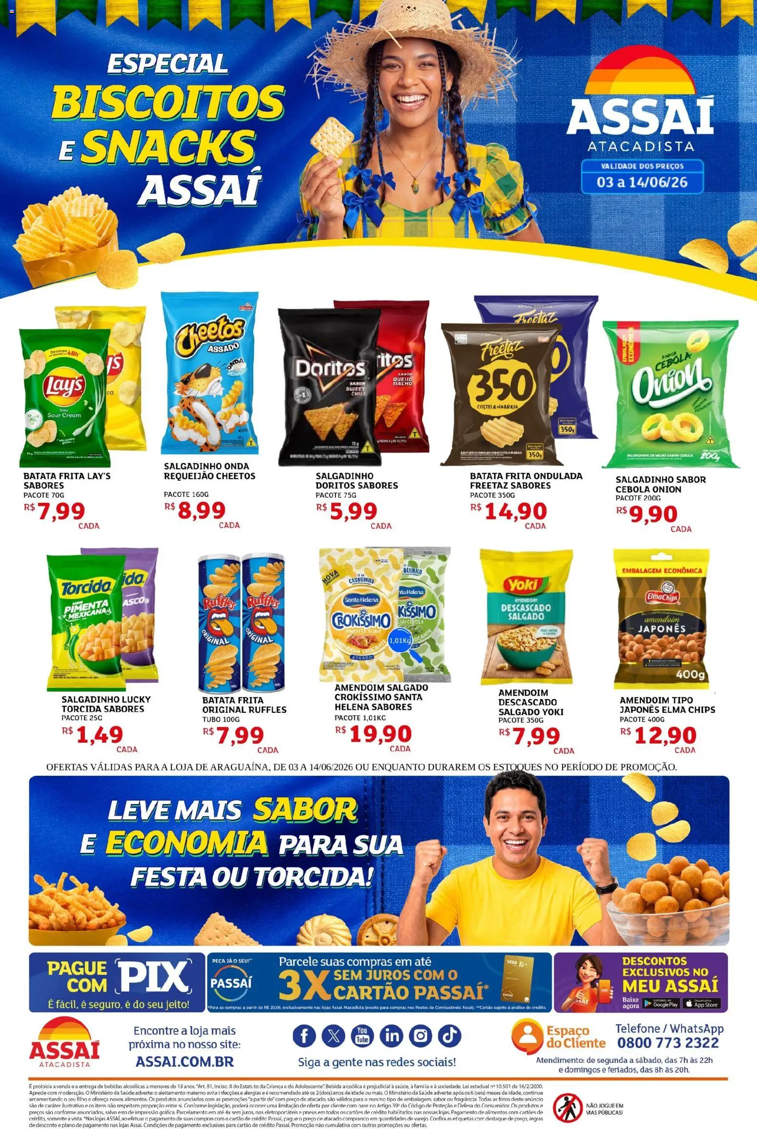 Pré-Visualização do folheto "Assaí Atacadista ofertas - TO" da loja Assaí Atacadista válido a partir de 03/06/2026 - Amendoim, Bebidas, Pneus, Biscoitos, Batata, Milho, Alimentos, Cebola