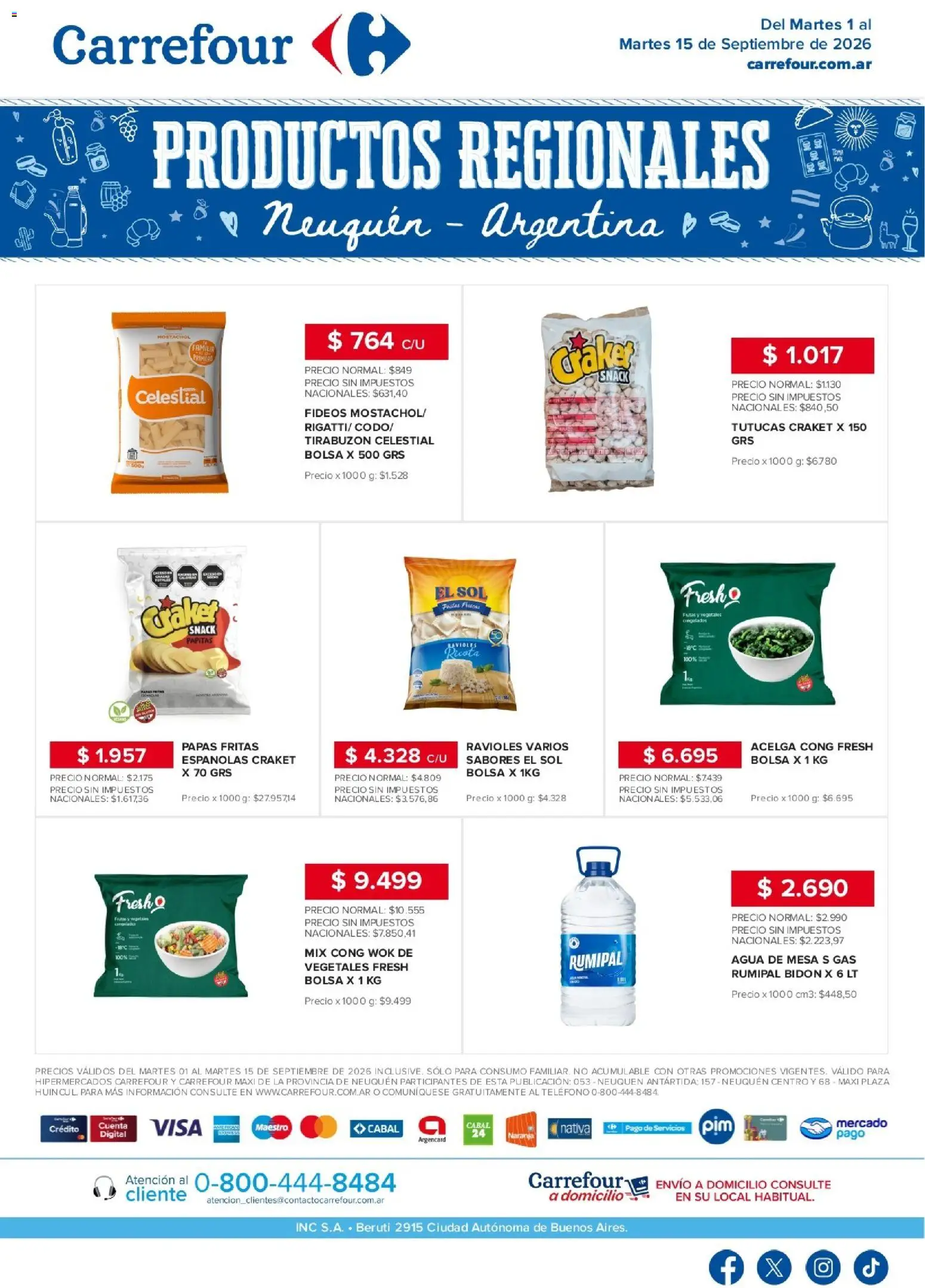 Vista previa del folleto de la tienda Carrefour válido desde el 01/09/2026 - Papas, Agua, Bolsa, Mesa, Papas fritas, Ravioles, Fideos, Acelga