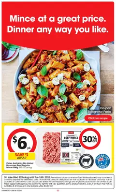 Preview of catalogue Coles Mince at a great price. Dinner any way you like from shop Coles valid 12/08/2026