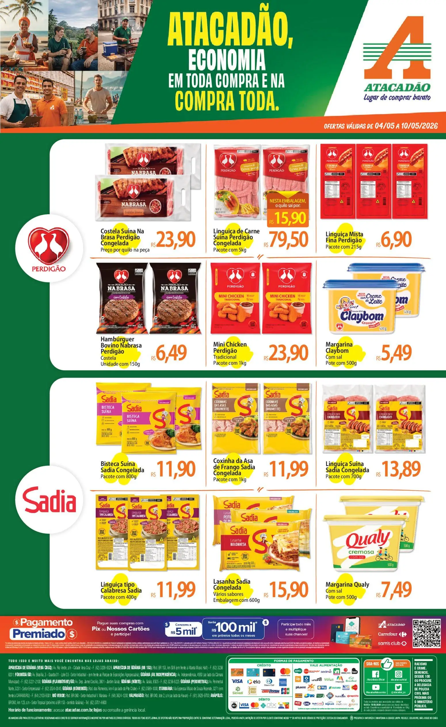 Pré-Visualização do folheto "Atacadão ofertas - GO" da loja Atacadão válido a partir de 04/05/2026 - Lasanha, Sal, Leite, Carne, Frango, Creme, Linguiça, Margarina