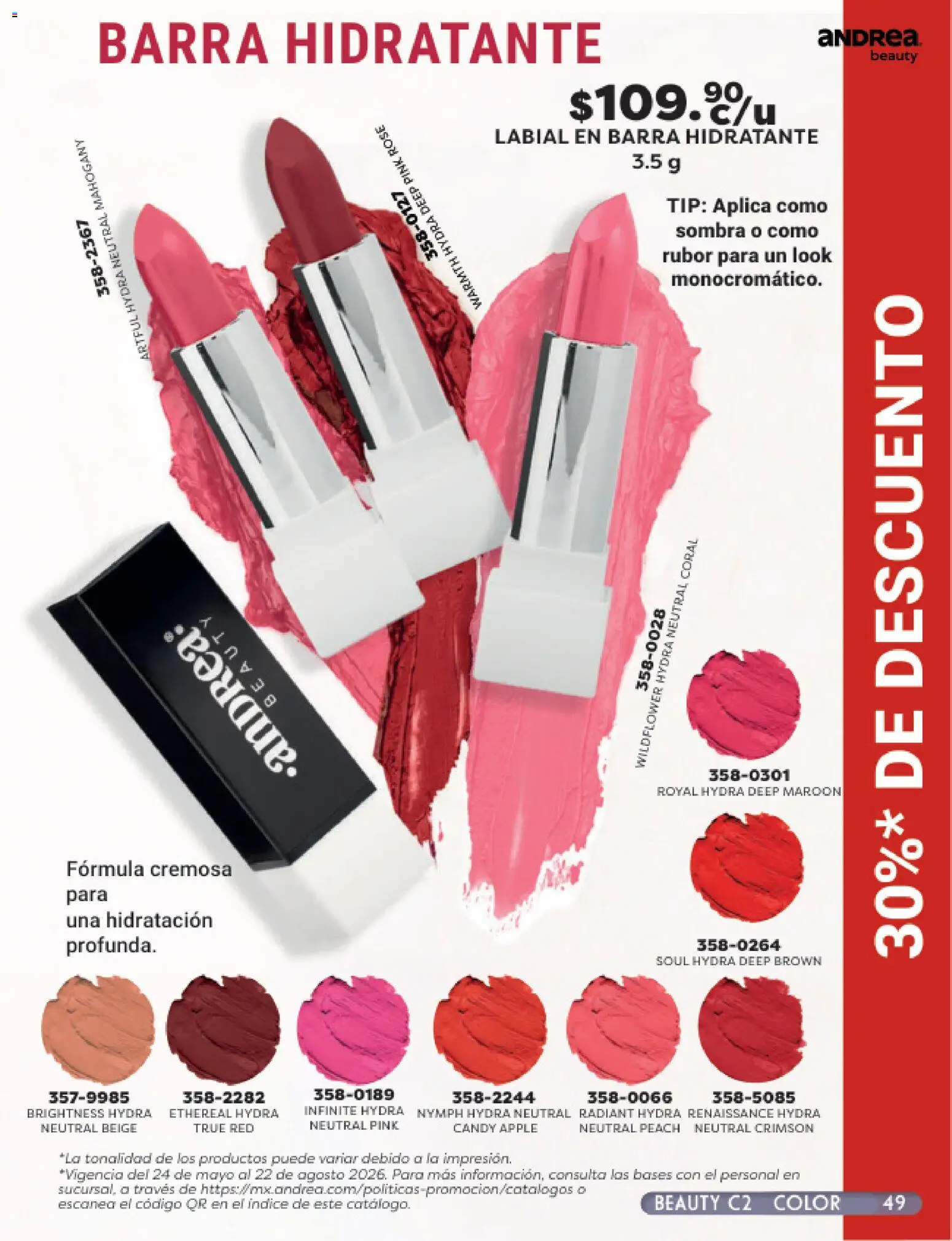 Vista previa las ofertas de la tienda Andrea - Andrea catálogo Beauty desde el 24/05/2026 - Rubor, Barra, Sombra