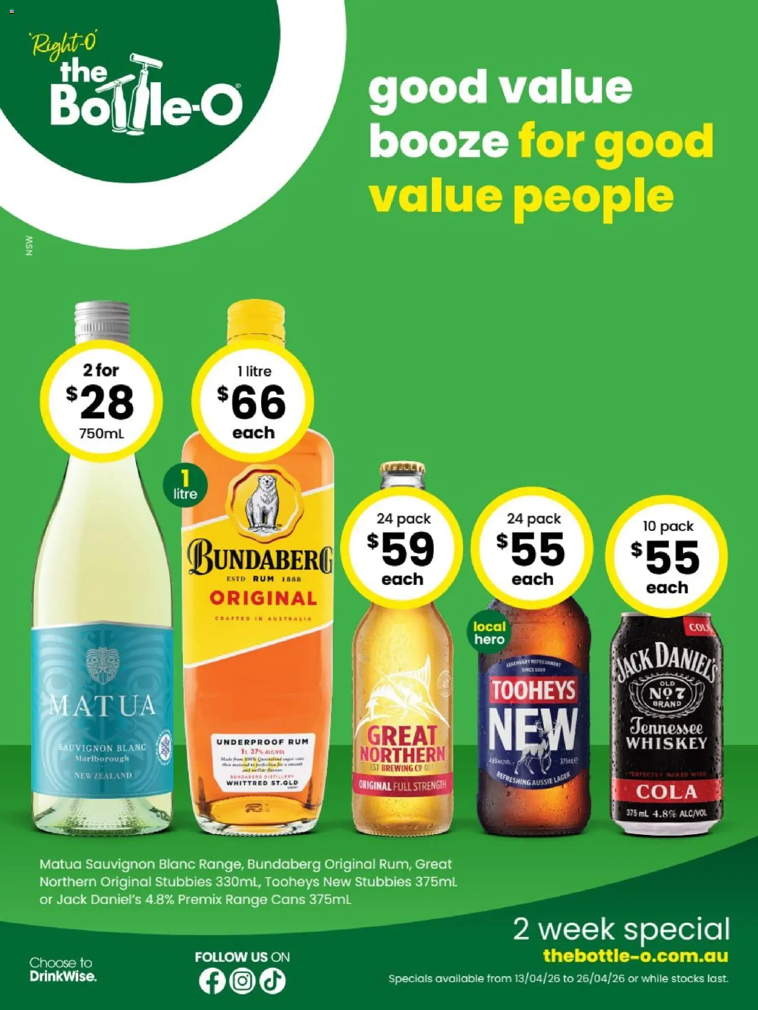 Preview of catalogue The Bottle-O catalogue CANBERRA from shop The Bottle-O valid 13/04/2026 - Whiskey, Rum, Jack Daniel’s