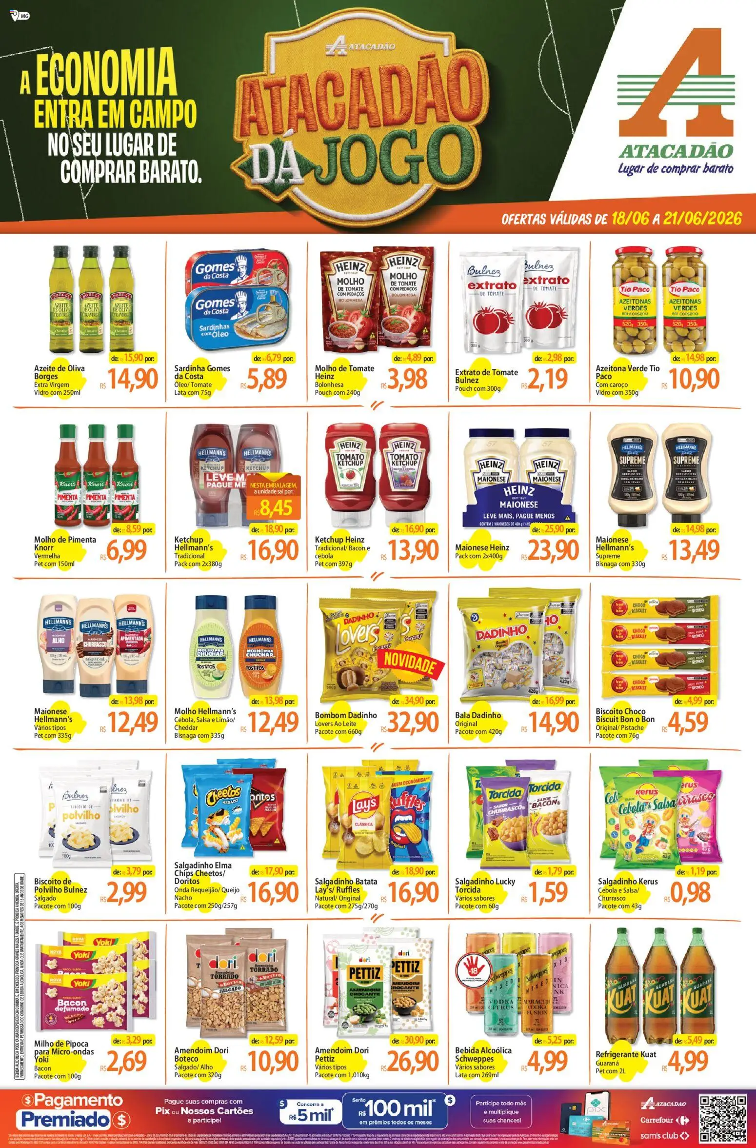 Pré-Visualização do folheto "Atacadão ofertas - MG" da loja Atacadão válido a partir de 18/06/2026 - Pistache, Amendoim, Bebida, Tomate, Maionese, Bombom, Sardinhas, Guaraná