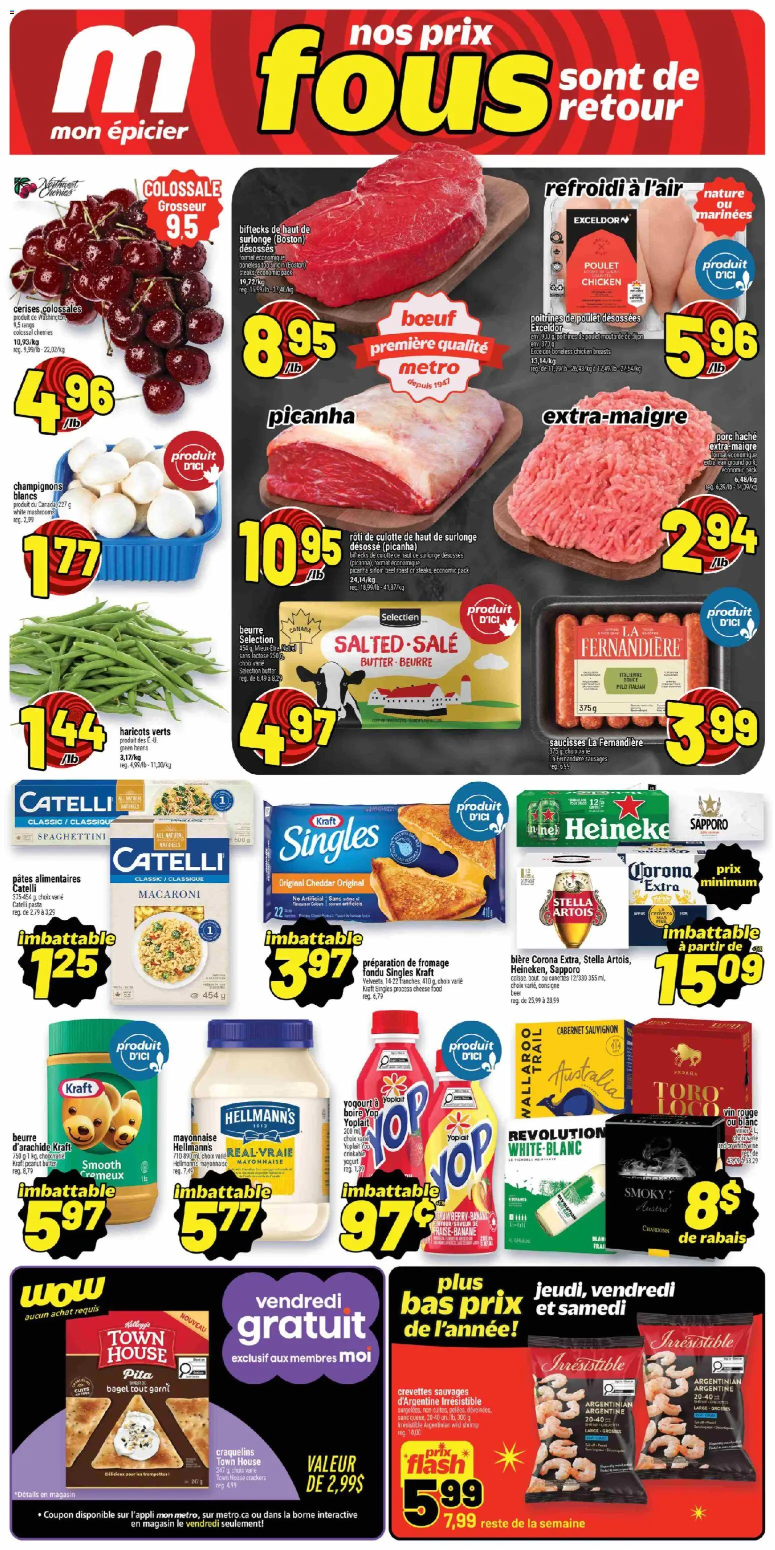 Preview of leaflet Metro weekly flyer / circulaire from shop Metro is valid from Jun 11, 2026 - Food, Chicken, Pasta, Beer, Mushrooms, Butter, Peanut butter, Crackers