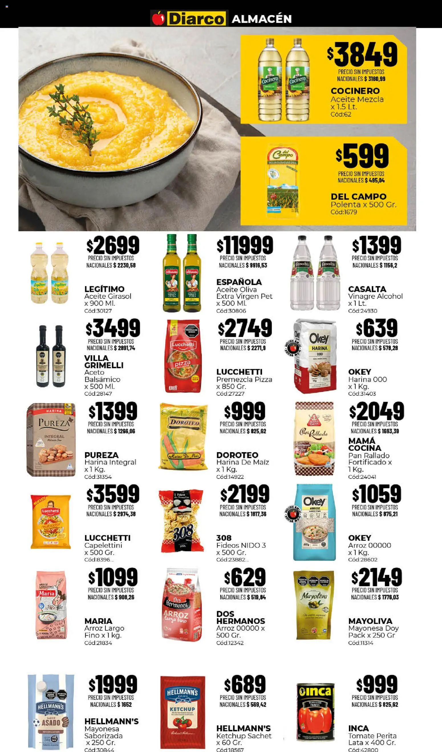Vista previa del folleto de la tienda Diarco válido desde el 10/08/2026 - Pan, Alcohol, Arroz, Huevos, Harina integral, Vinagre, Pan rallado, Aceto