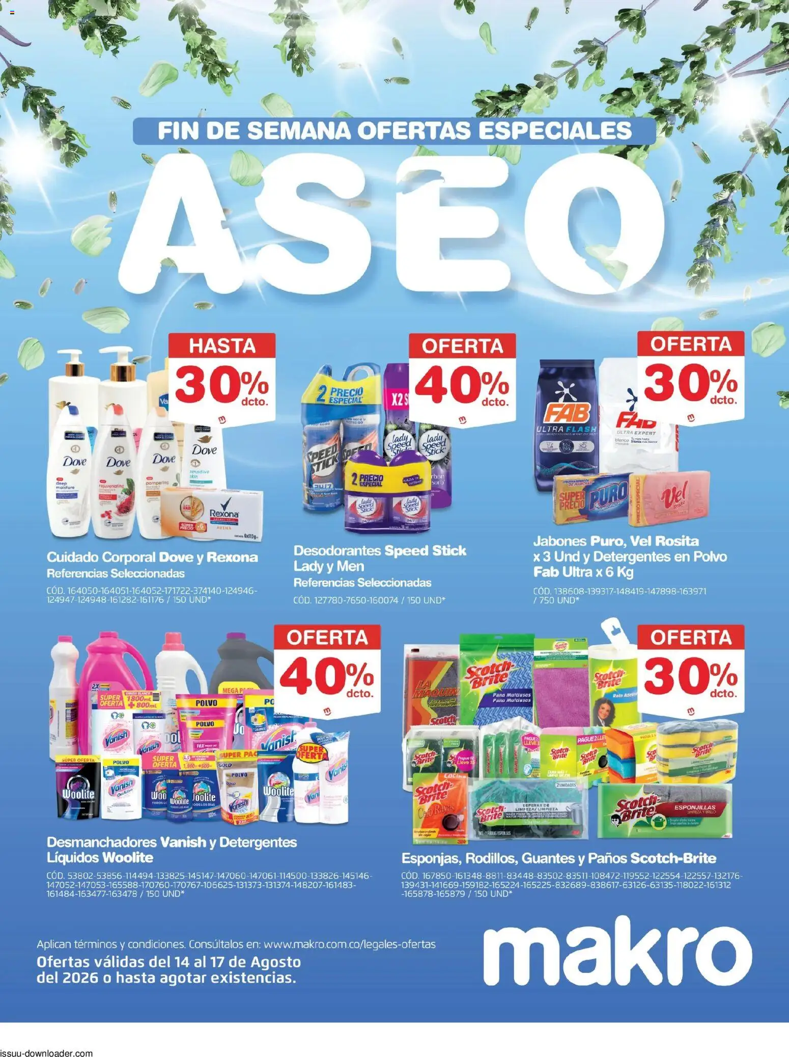  Vista previa del prospecto Makro catálogo Fin de semana Aseo del almacen Makro válida del 14/08/2026 al 17/08/2026