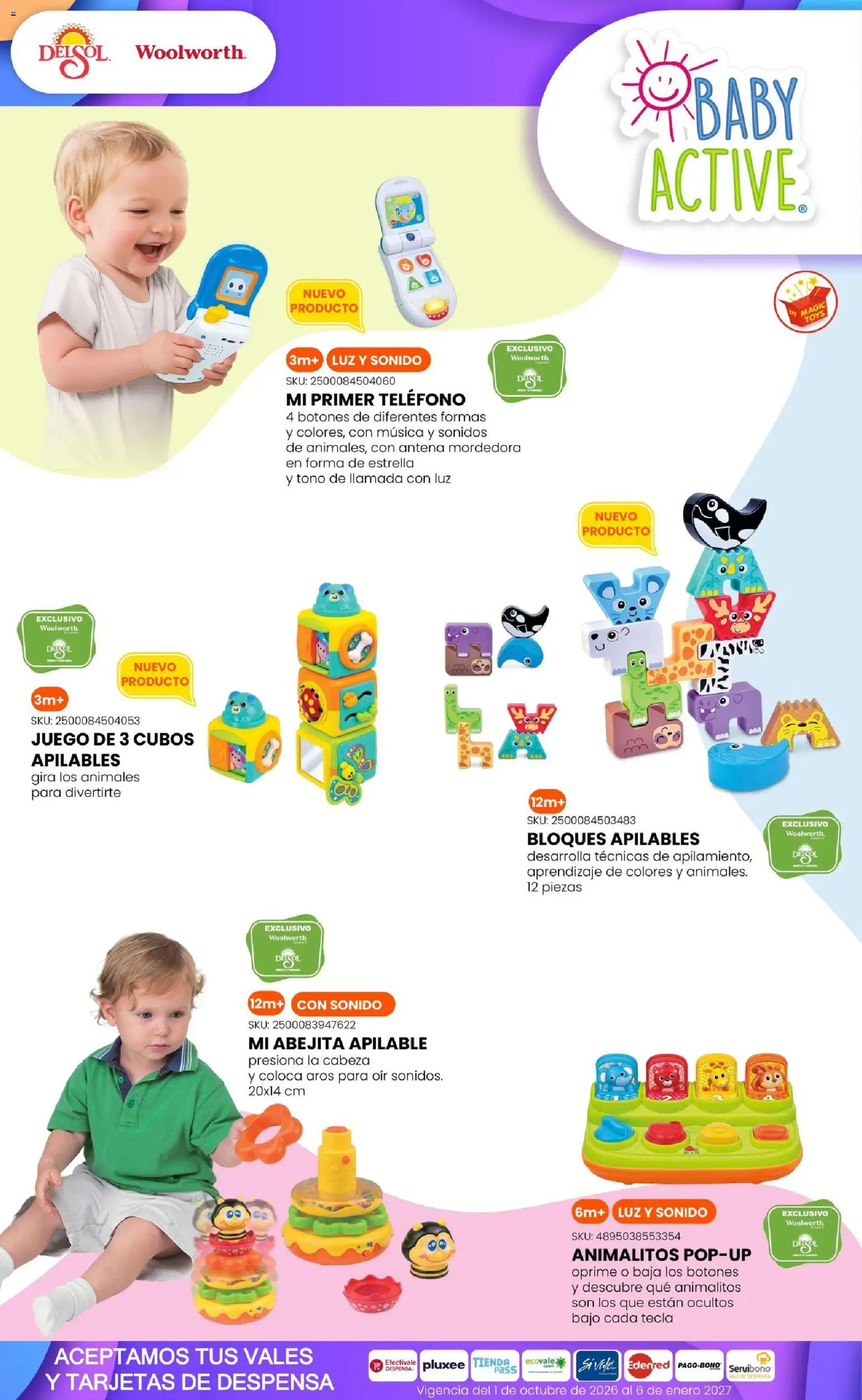 Vista previa las ofertas de la tienda Del Sol y Woolworth - Del Sol y Woolworth catálogo El Castillo del Juguete desde el 01/10/2026 - Juego, Teléfono, Despensa, Antena