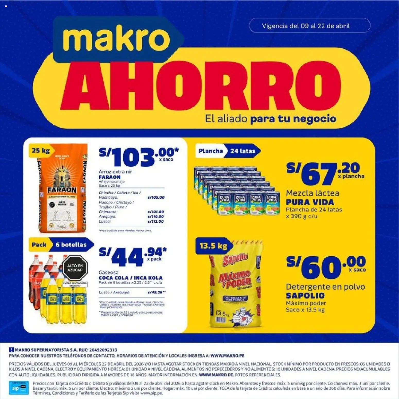 Vista previa de Makro catálogo de la tienda Makro válido desde 09/04/2026 - Arroz, Azúcar, Detergente, Plancha, Saco, Polvo, Detergente en polvo