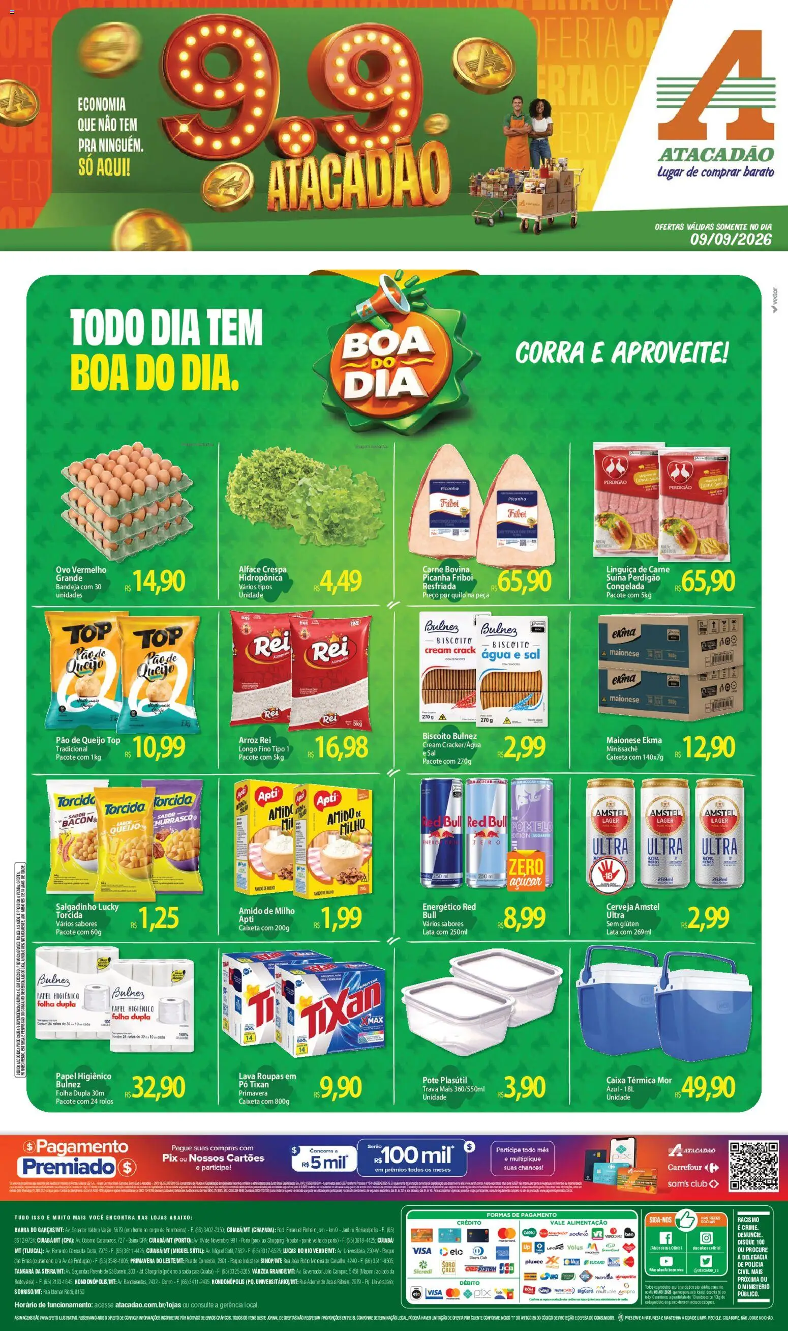 Pré-Visualização do folheto "Atacadão ofertas - MT" da loja Atacadão válido a partir de 09/09/2026 - Caixa, Cerveja, Picanha, Açúcar, Maionese, Milho, Alface, Papel higiênico