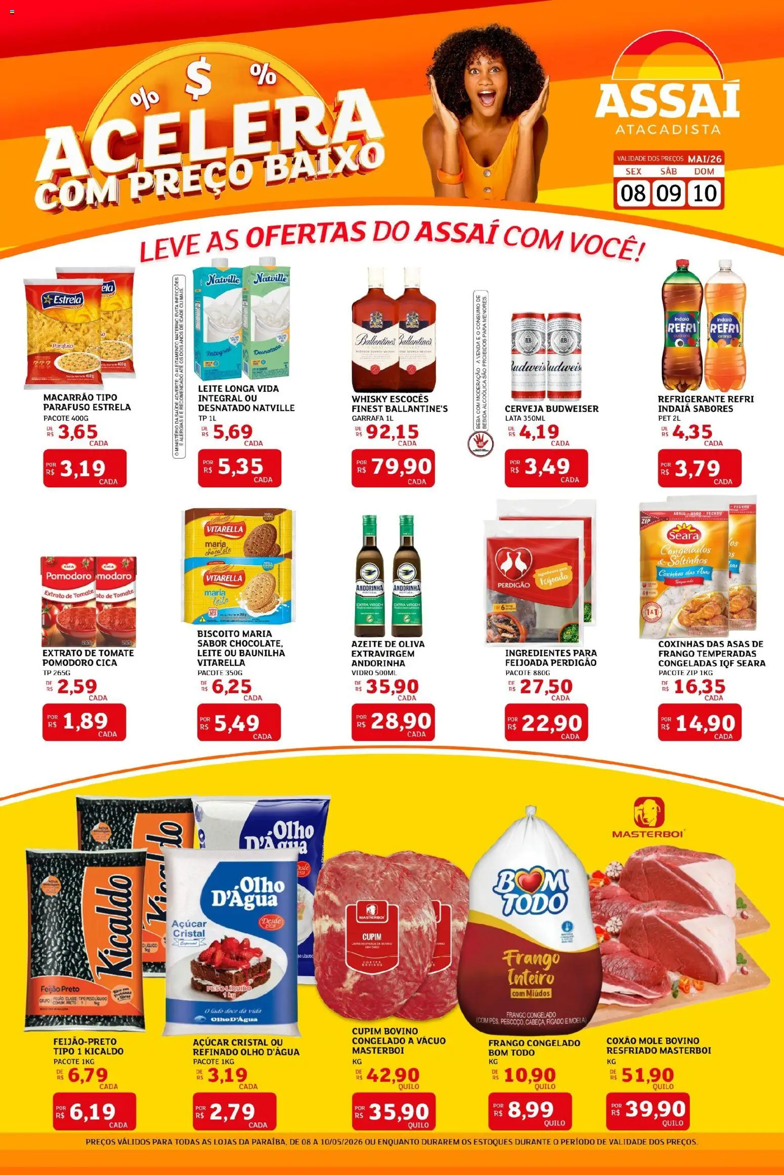Pré-Visualização do folheto "Assaí Atacadista ofertas - PB" da loja Assaí Atacadista válido a partir de 08/05/2026 - Whisky, Leite, Doce, Frango, Fígado, Açúcar, Leite longa vida, Ballantine’s