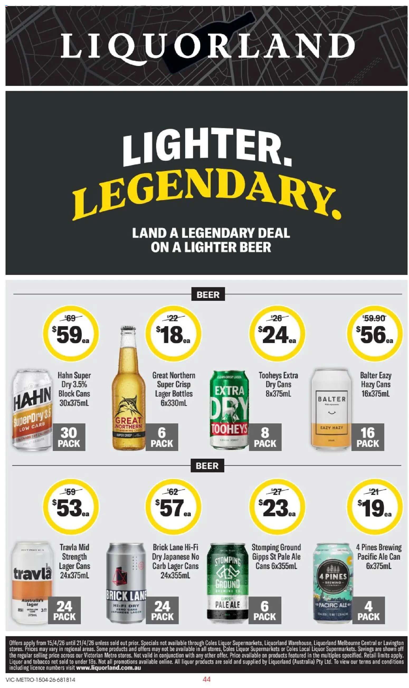Preview of catalogue Liquorland catalogue VIC from shop Liquorland valid 15/04/2026 - Beer